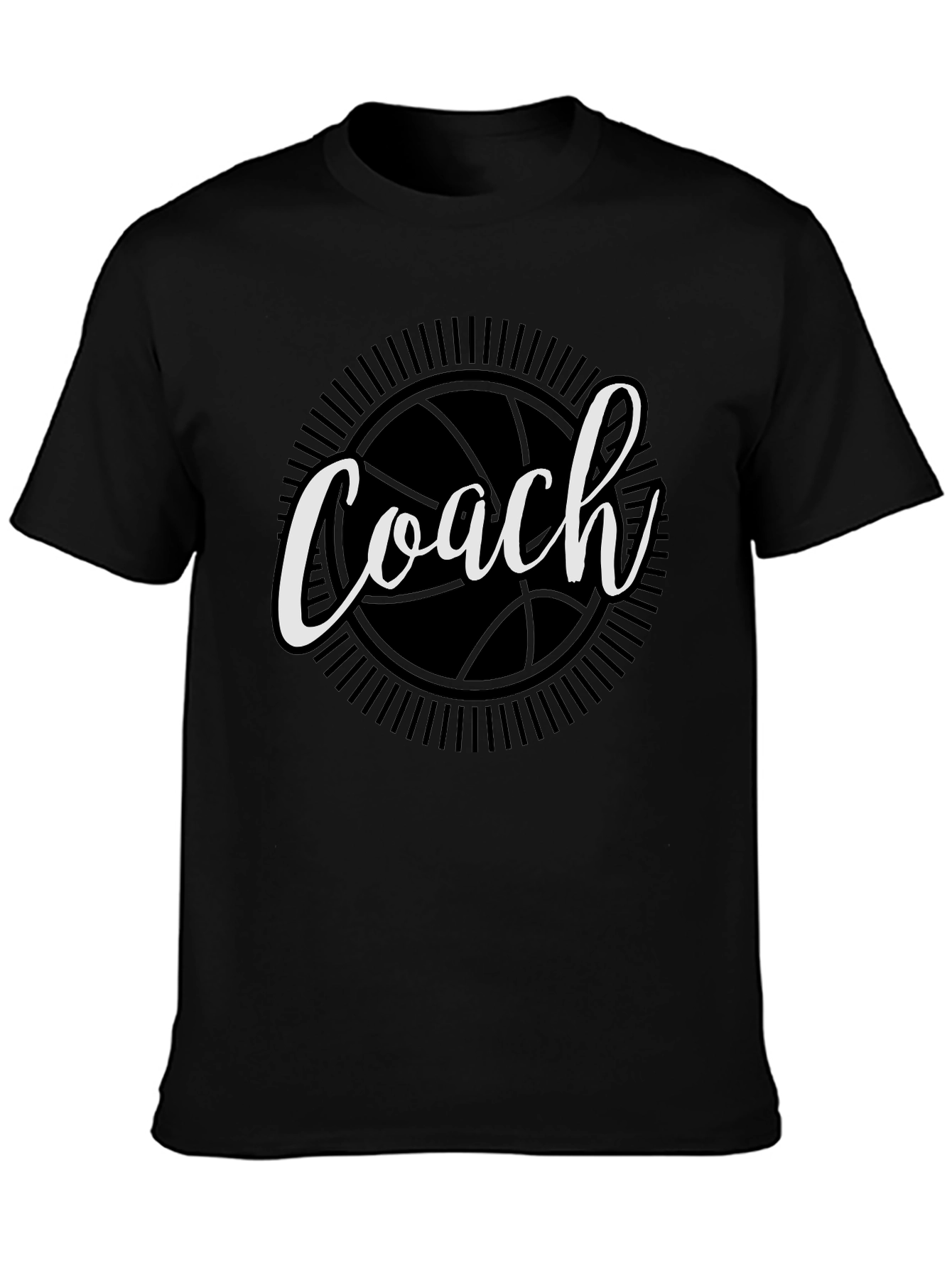 Black Coach Basketball Graphic T-Shirt - Black Cotton Tee view 3