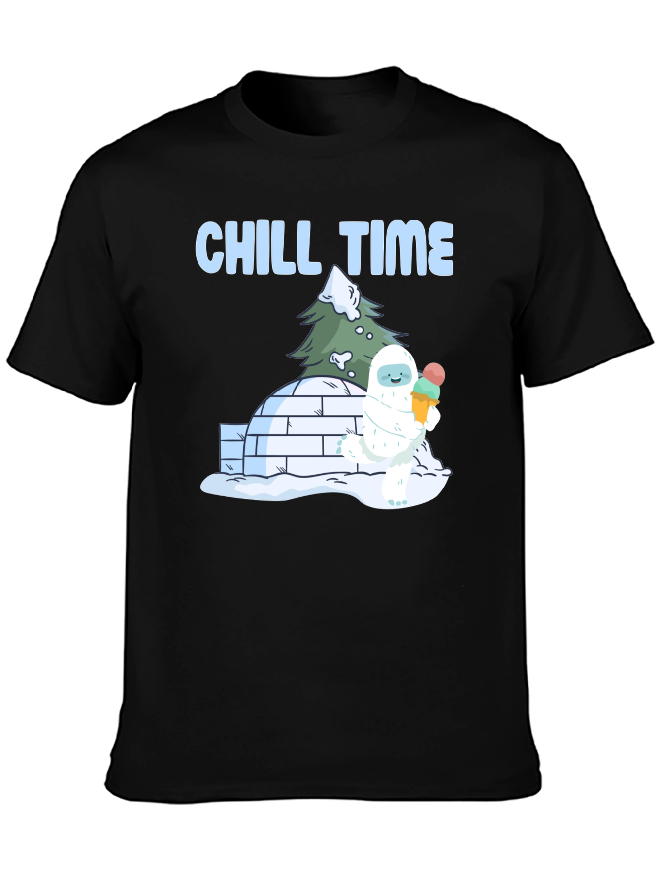 Black Chill Time Yeti Ice Cream T-Shirt view 3