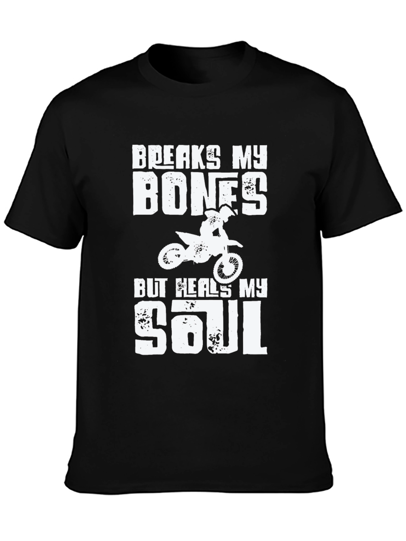 Black Breaks My Bones Dirt Bike Graphic T-Shirt view 3