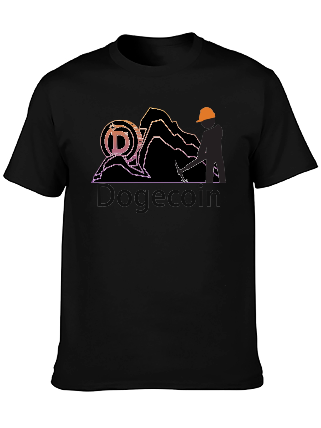 Black Dogecoin Miner Black T-Shirt view 3