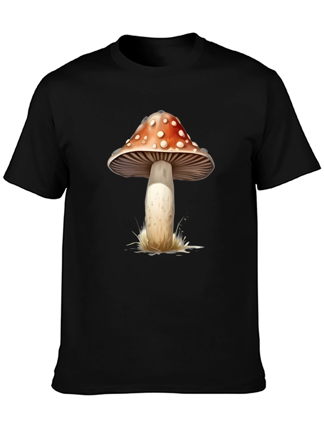 Black Mushroom Graphic Tee - Black Cotton Blend view 3