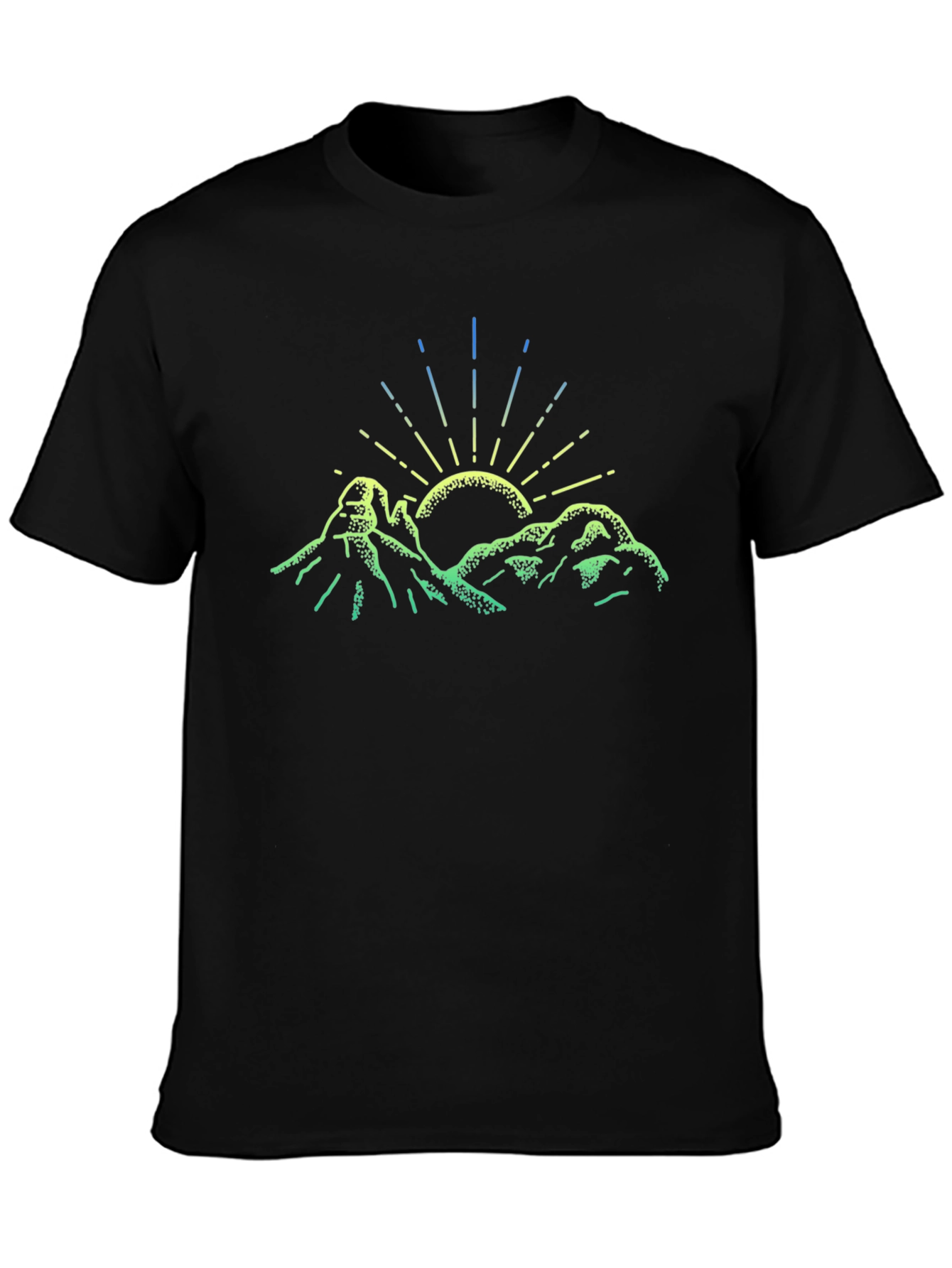 Black Mountain Sun Graphic Tee - Black Cotton T-Shirt view 3