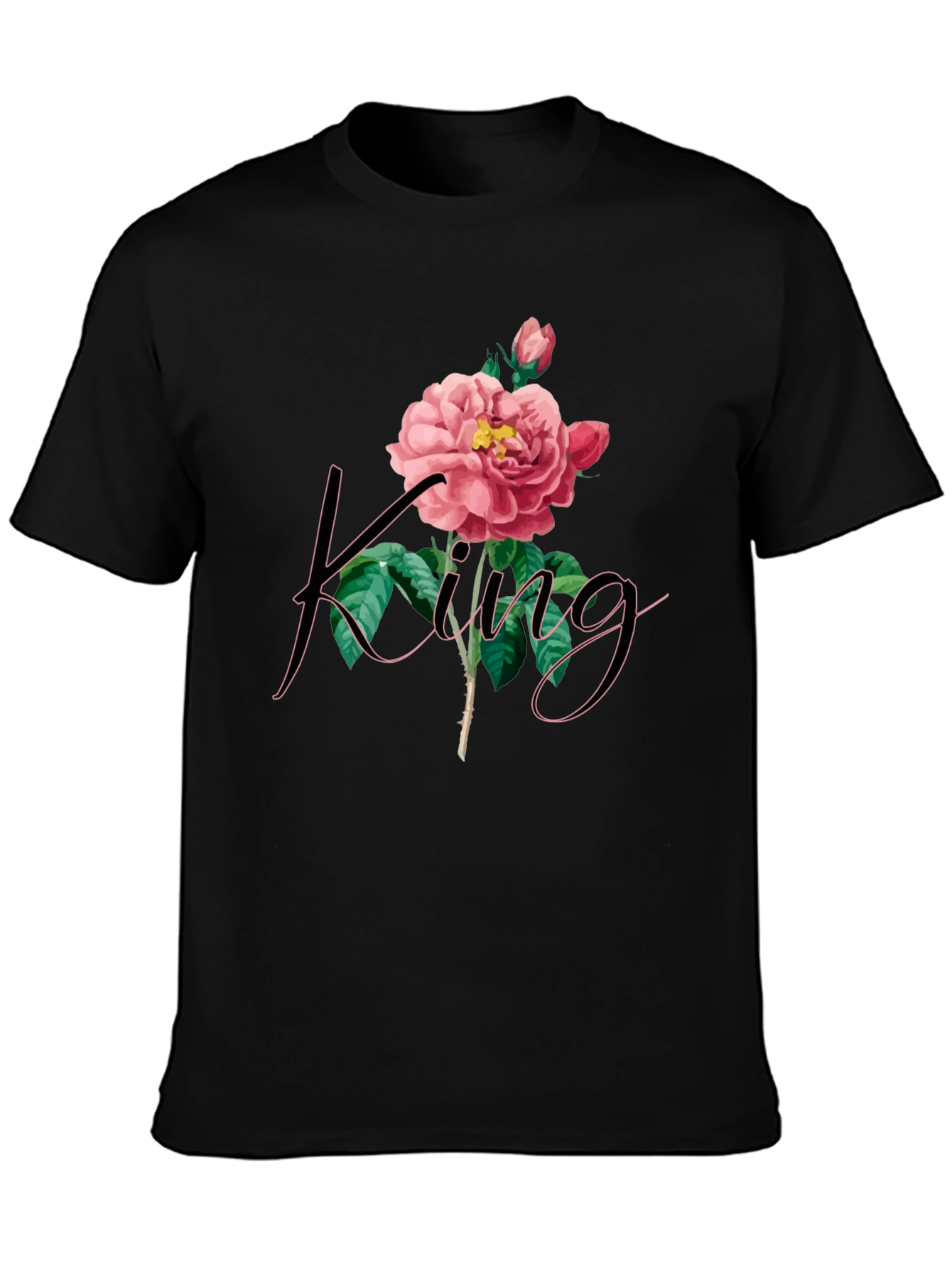 Black King Rose Graphic Tee - Men's Black T-Shirt view 3