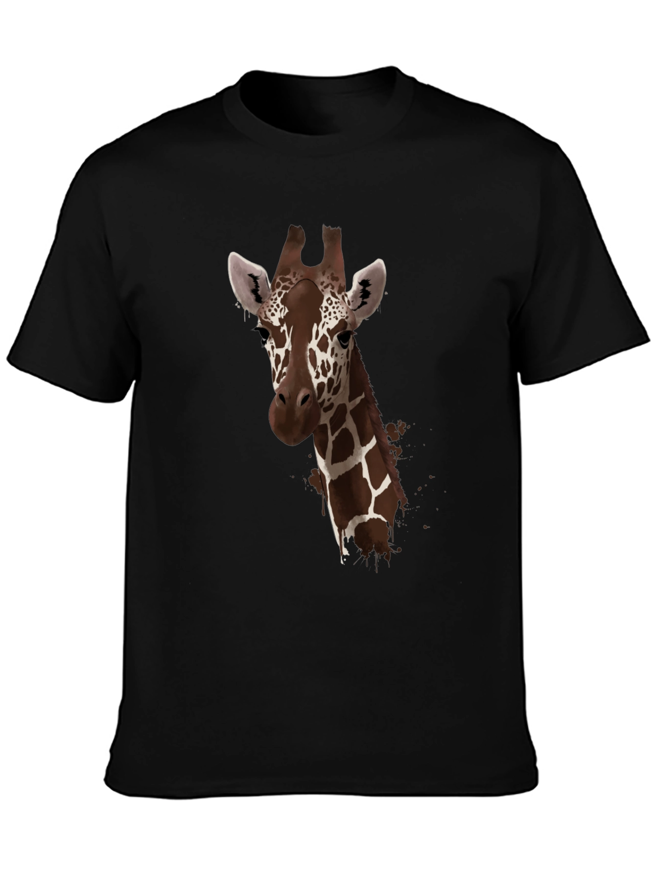 Black Giraffe Print Black T-Shirt - Stylish Animal Design view 3