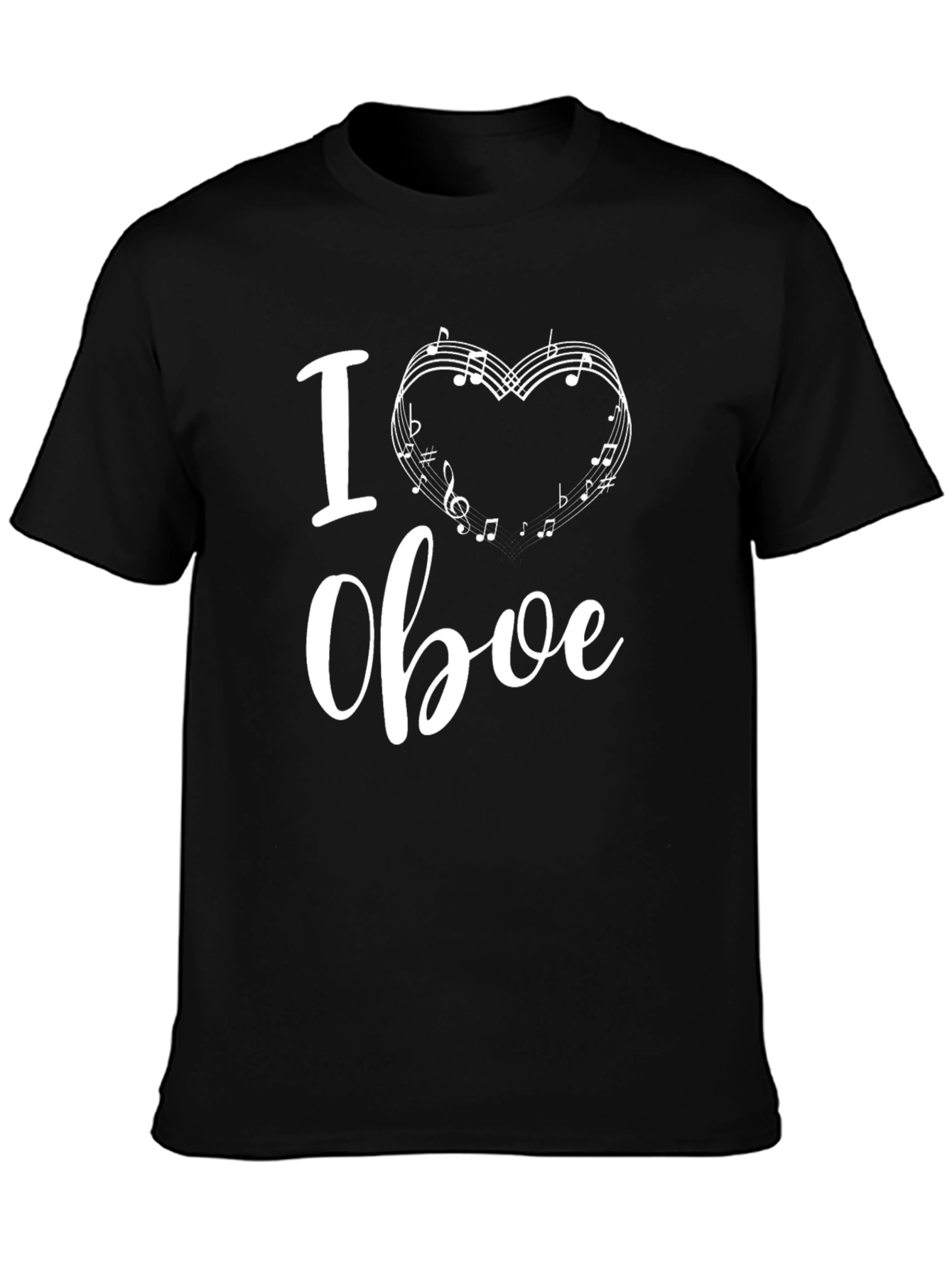 Black I Heart Oboe T-Shirt Music Lover Tee view 3