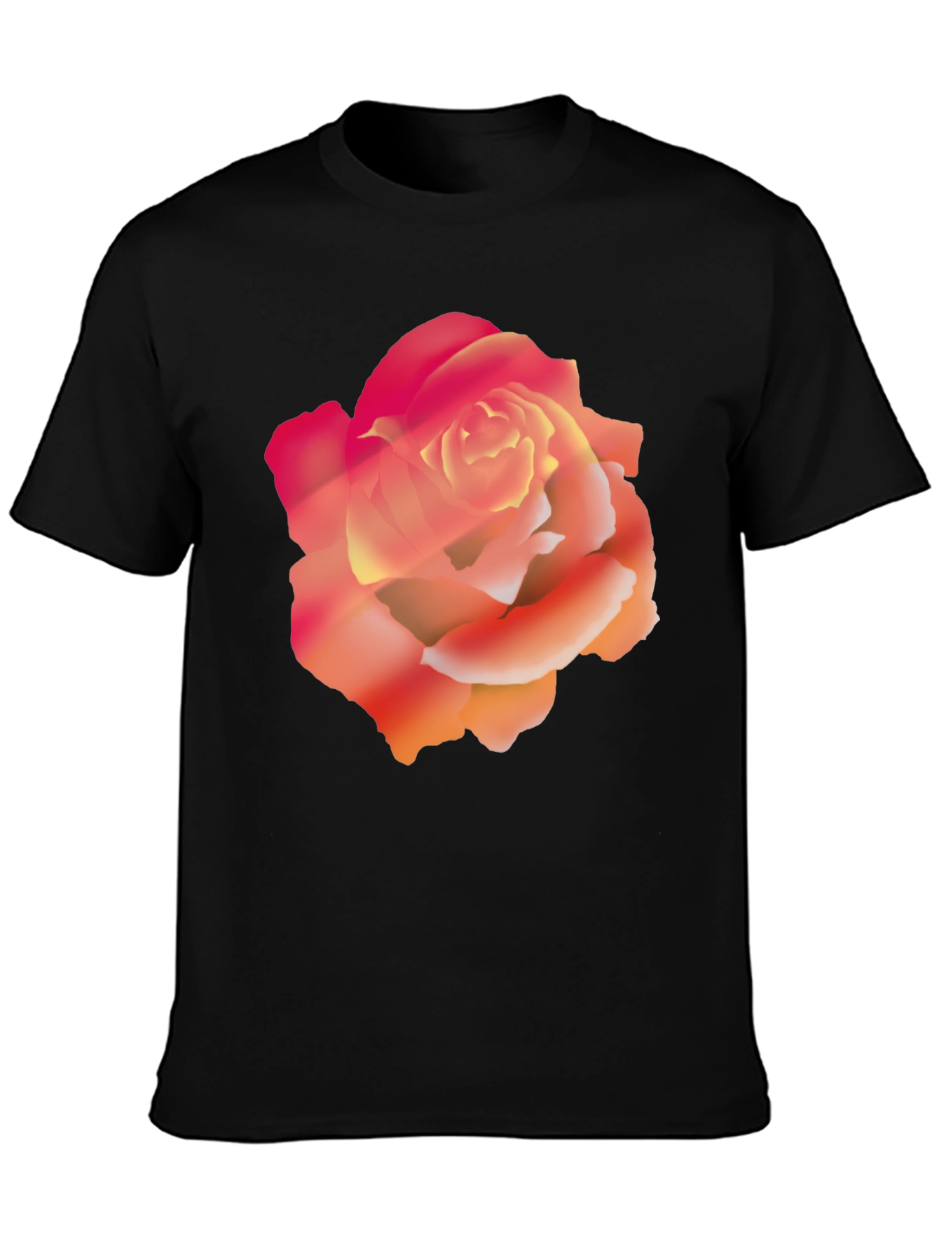 Black Bold Rose Graphic Black T-Shirt view 3