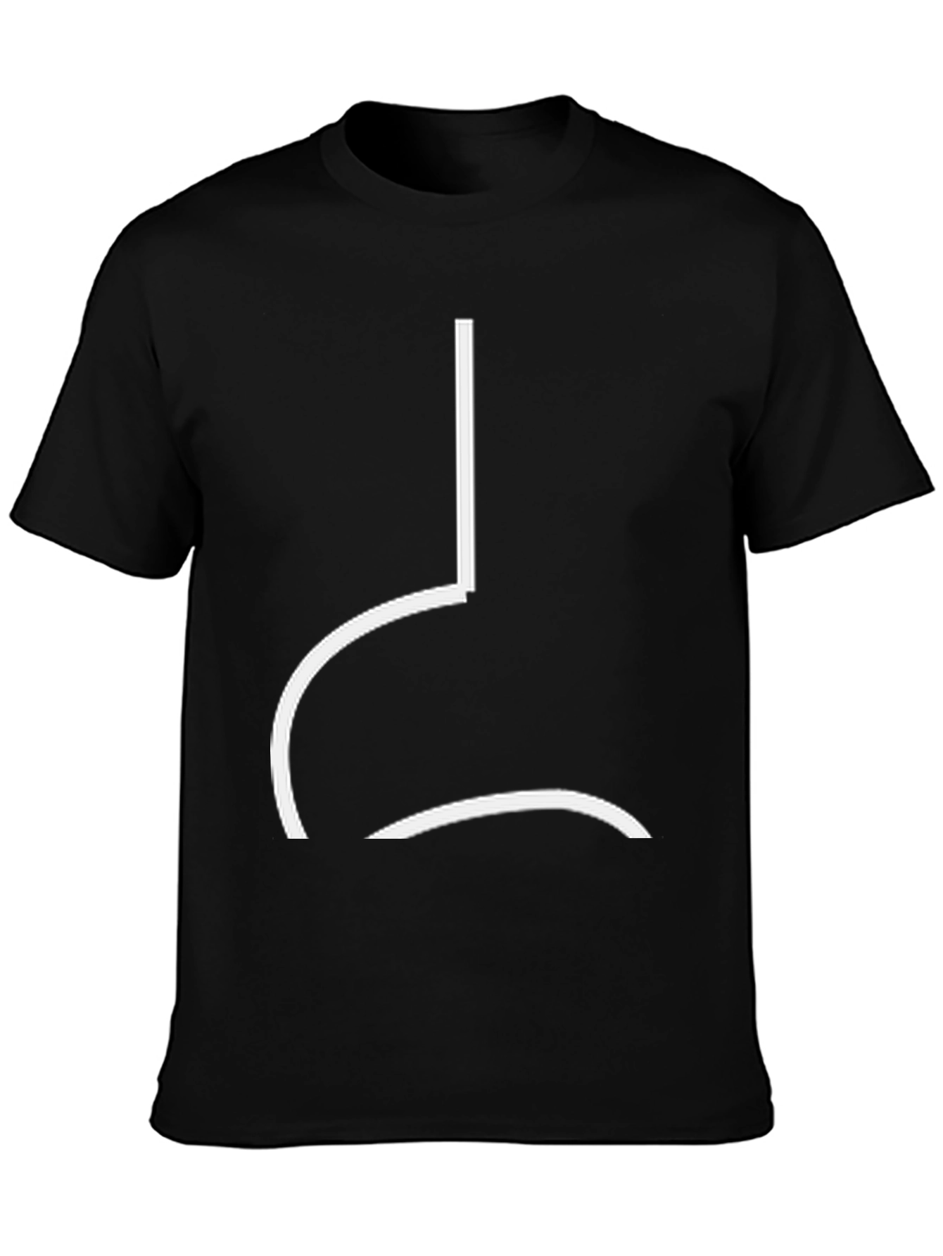 Black Minimalist Sad Face T-Shirt - Black Cotton Tee view 3