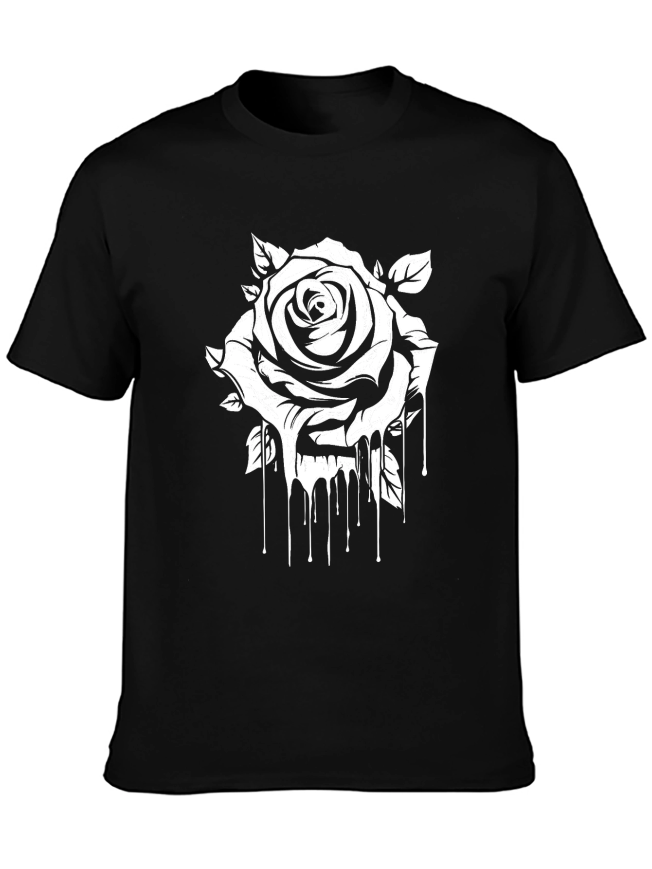 Black Black Tee with Dripping Rose Graphic view 3