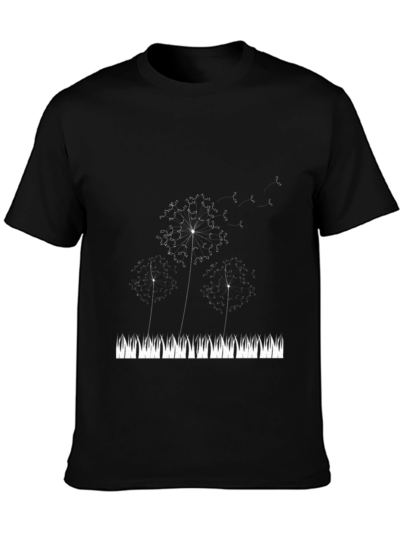 Black Dandelion Print Black T-Shirt view 3