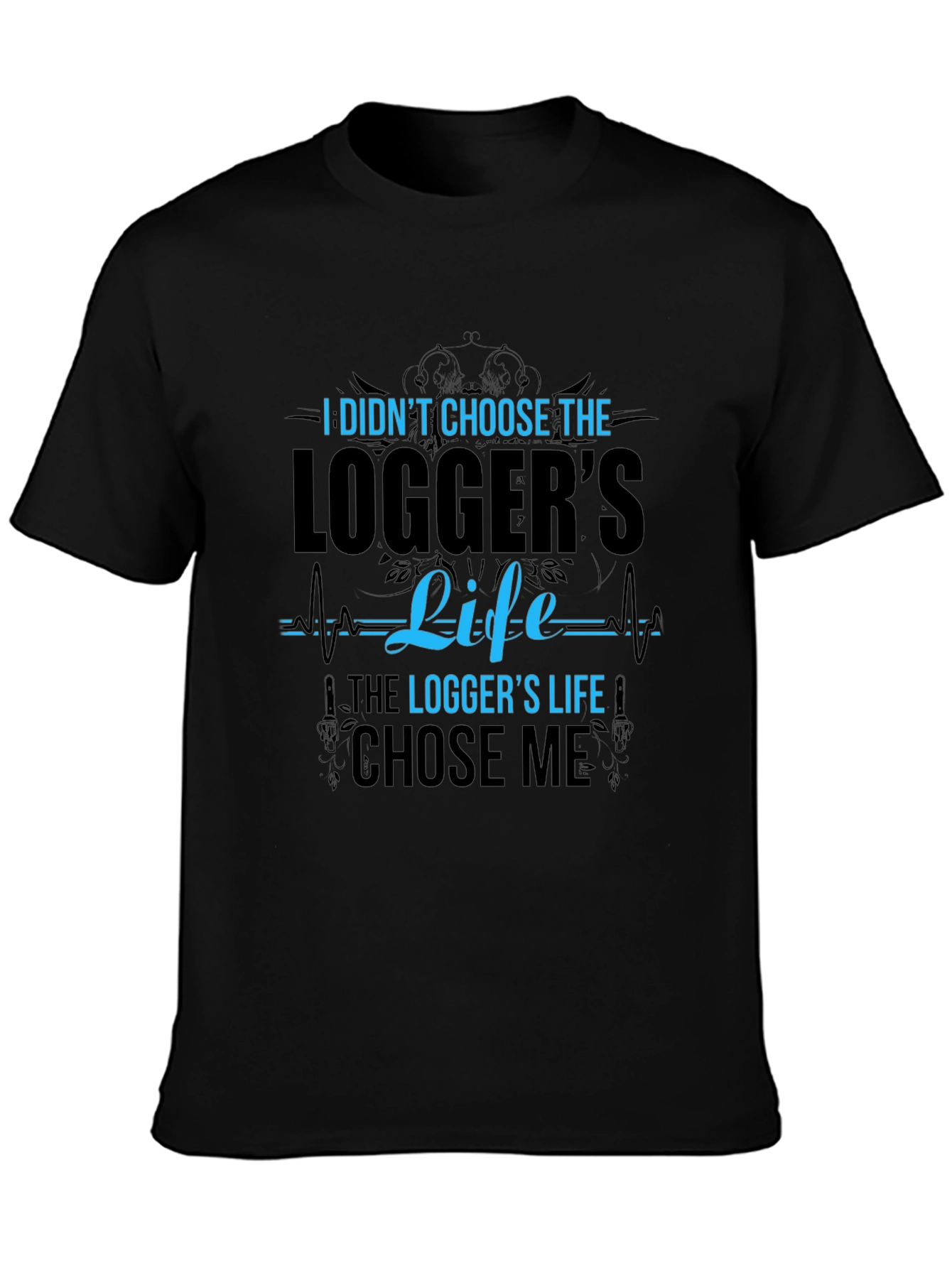 Black Logger's Life Black Cotton Graphic Tee view 3