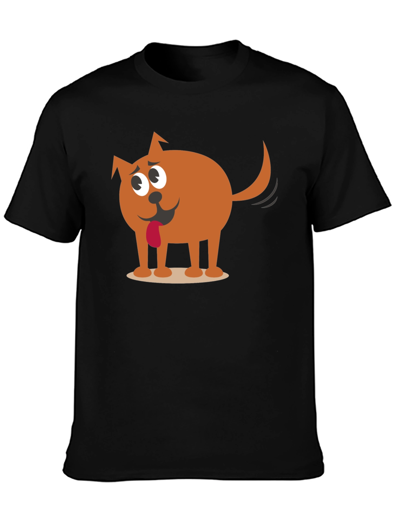 Black Funny Cartoon Dog Graphic Black T-Shirt view 3