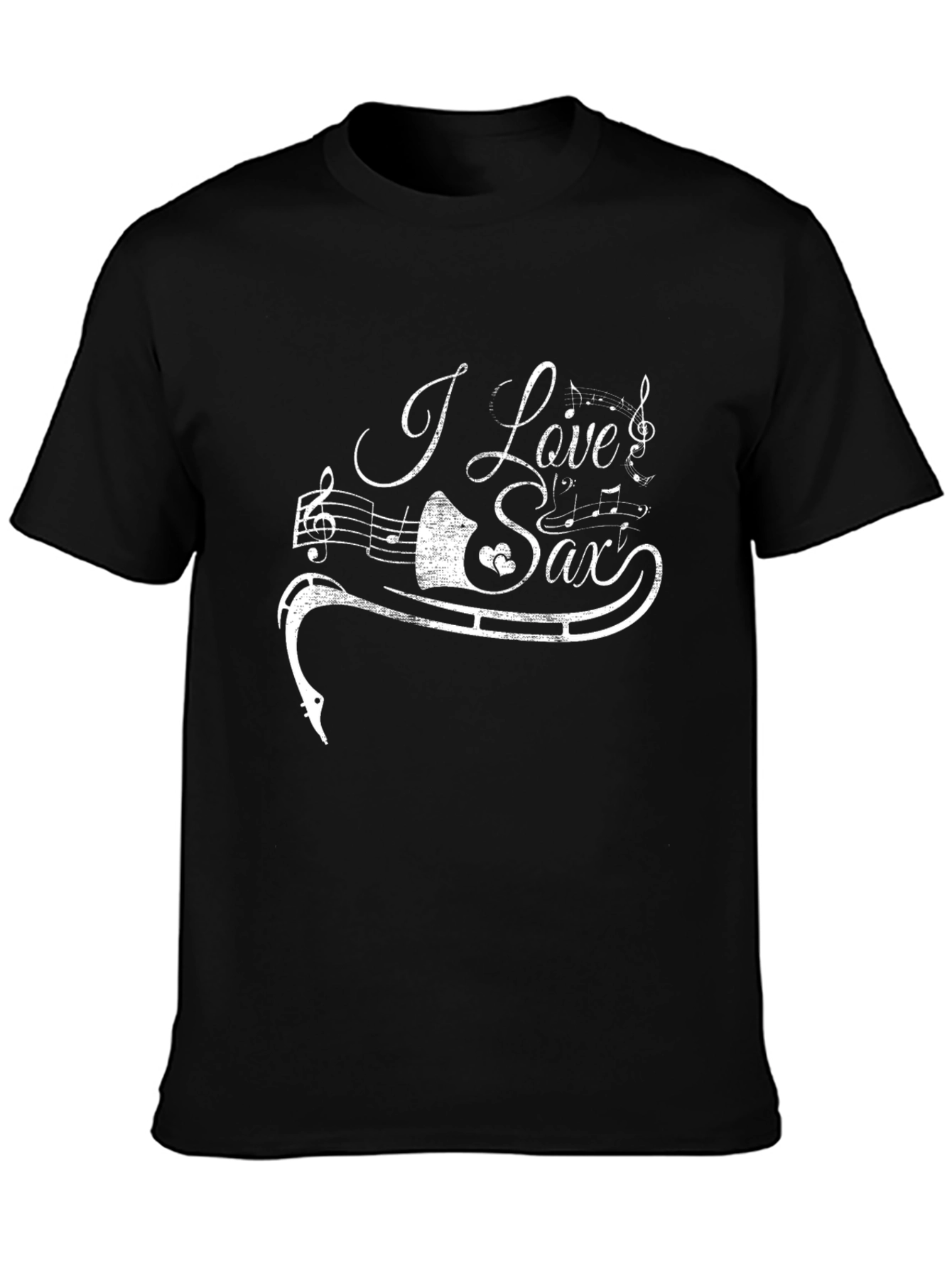 Black I Love Saxophone T-Shirt - Music Lover Tee view 3