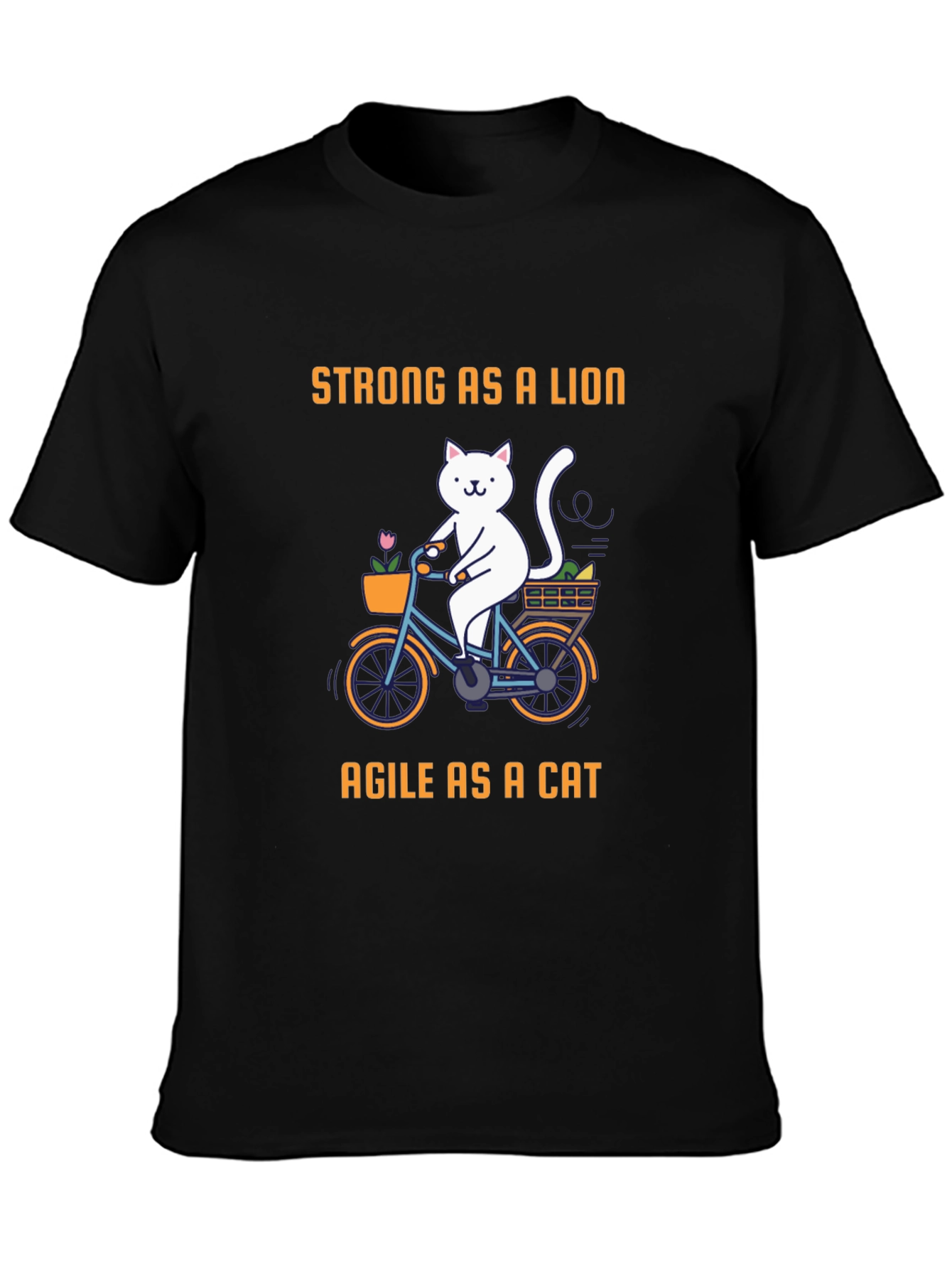 Black Strong As a Lion Agile as a Cat Graphic T-Shirt view 3