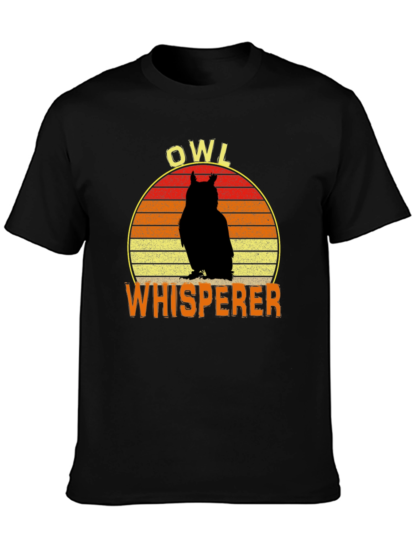 Black Owl Whisperer Retro Graphic T-Shirt view 3