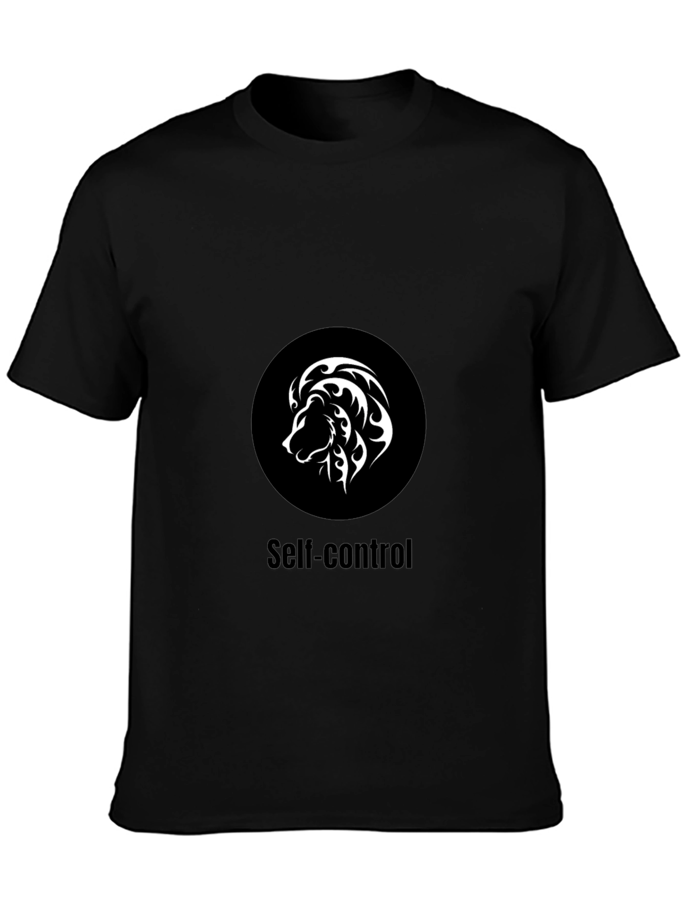 Black Self-Control Lion Graphic T-Shirt - Black view 3