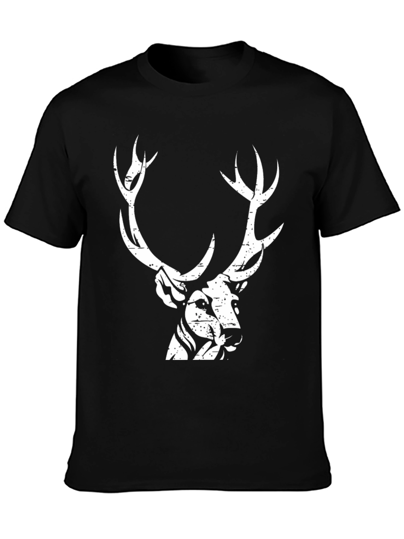 Black Deer Graphic Print Black T-Shirt view 3
