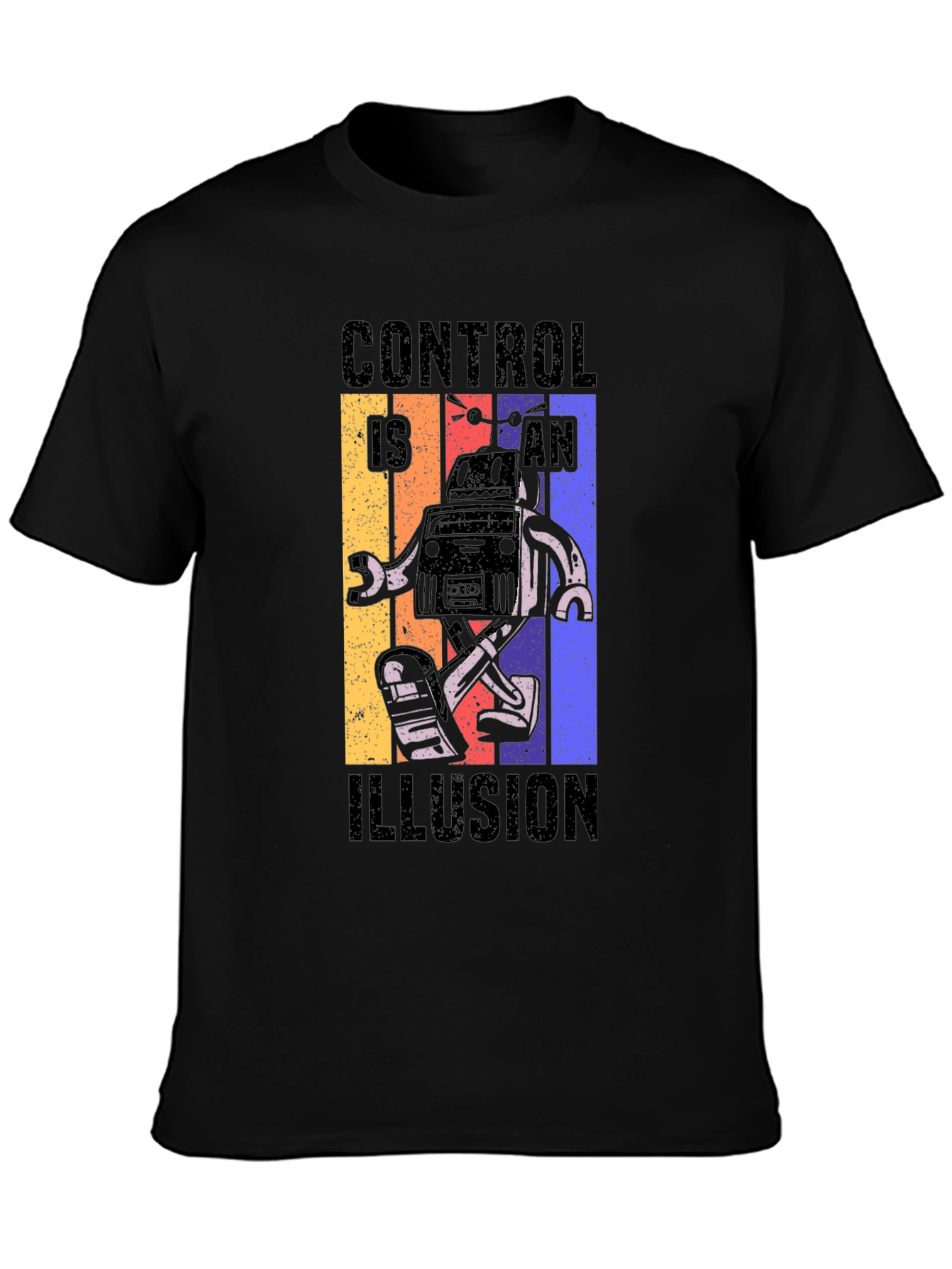 Black Control is an Illusion Robot Graphic Tee view 3