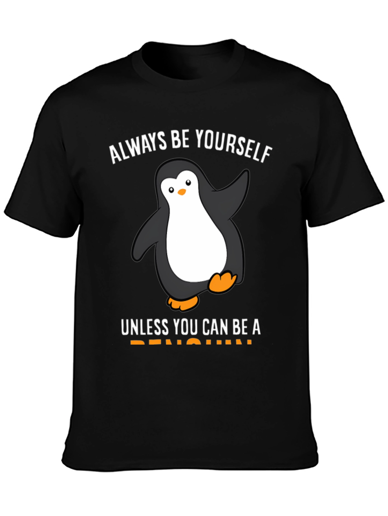 Black Funny Penguin Graphic T-Shirt - Be Yourself! view 3