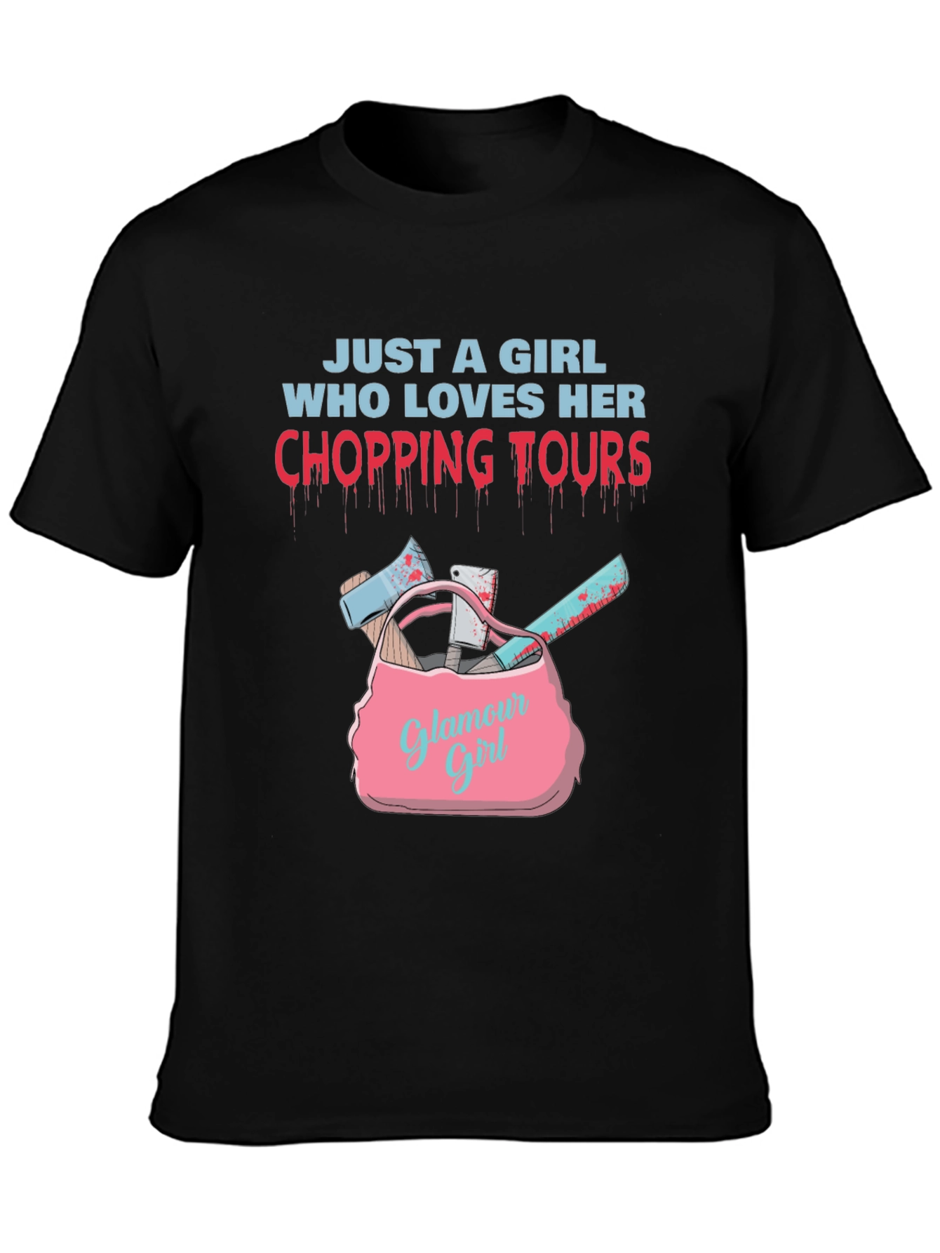 Black Chopping Tours Girl T-Shirt - Horror Glam Tee view 3