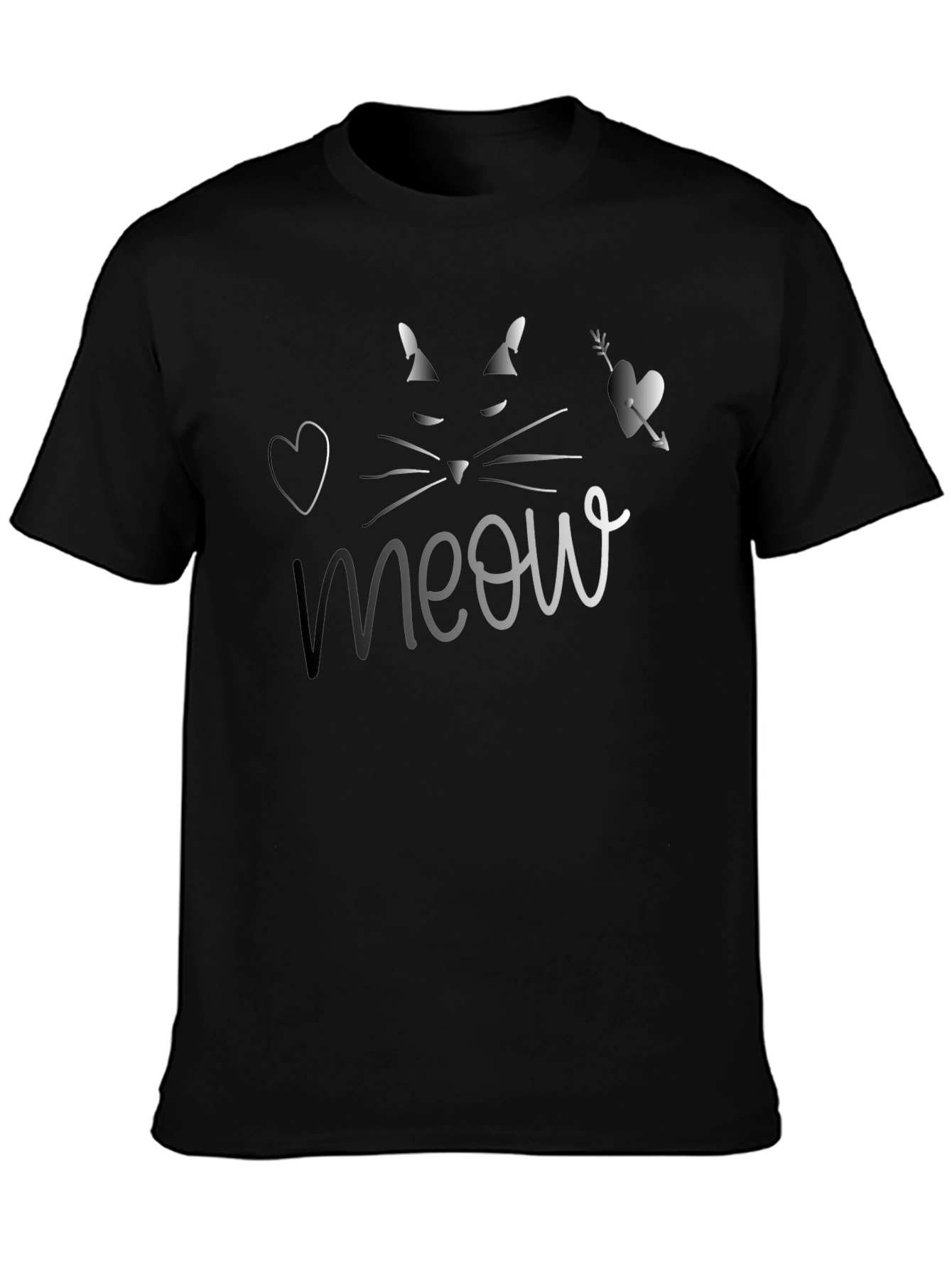 Black Meow Cat Graphic Tee -  Casual Style view 3
