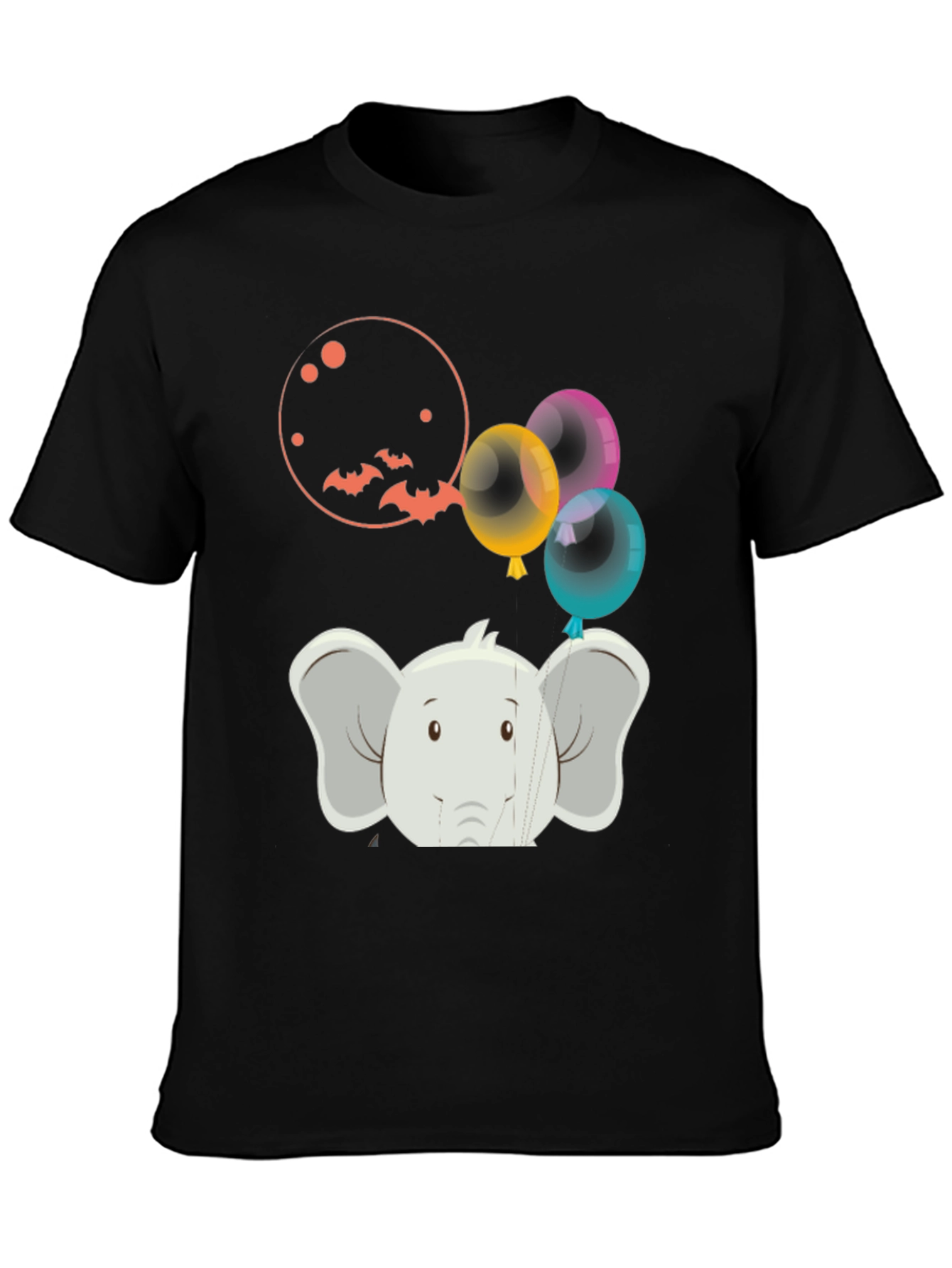 Black Elephant Balloons Graphic Tee - Fun & Unique view 3