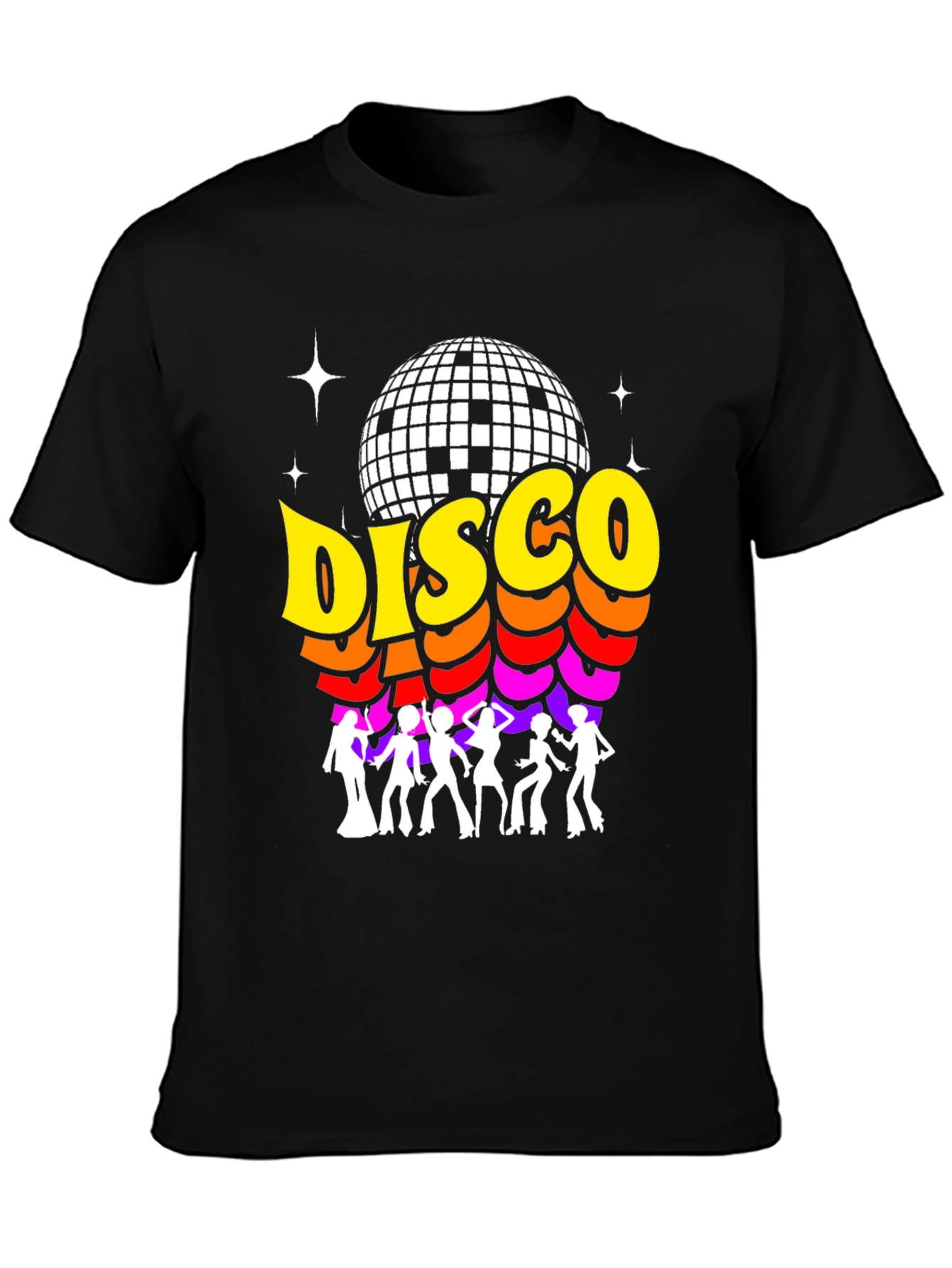 Black Retro Disco Ball Graphic Tee view 3