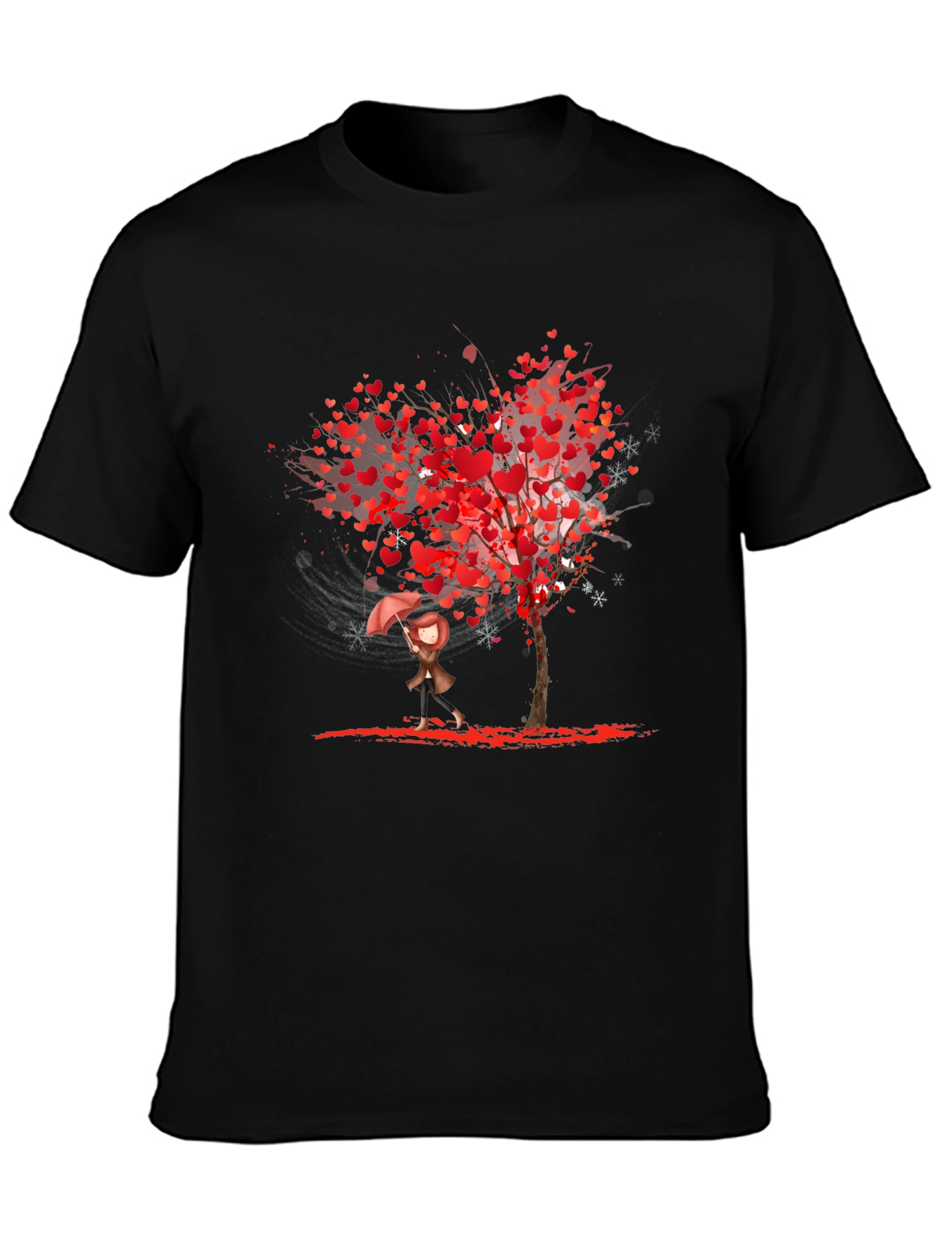 Black Heart Tree Graphic Black T-Shirt view 3
