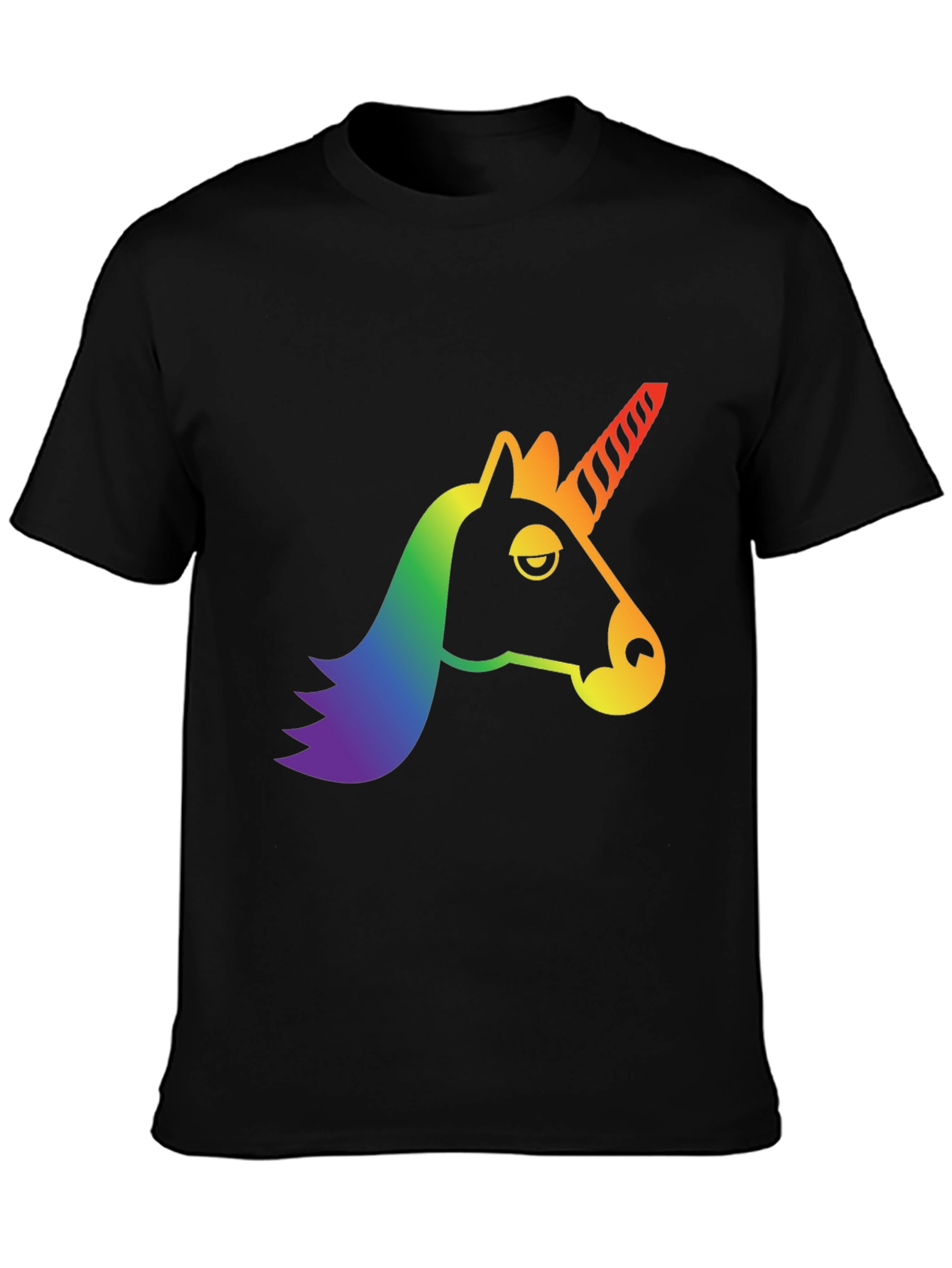 Black Rainbow Unicorn Graphic Tee - Men's Black T-Shirt view 3