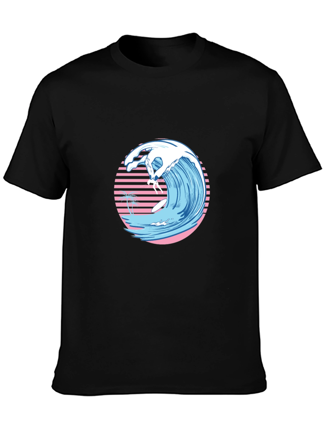Black Retro Wave Surfer Graphic Tee view 3