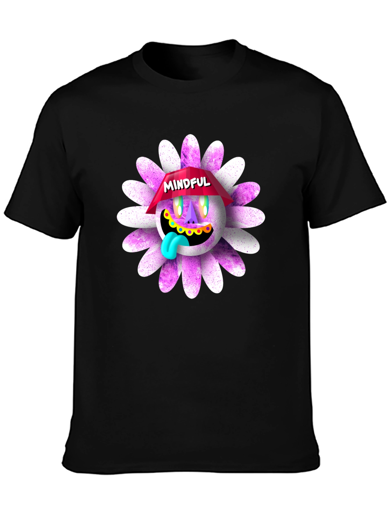 Black Mindful Graphic T-Shirt - Unique Daisy Design view 3