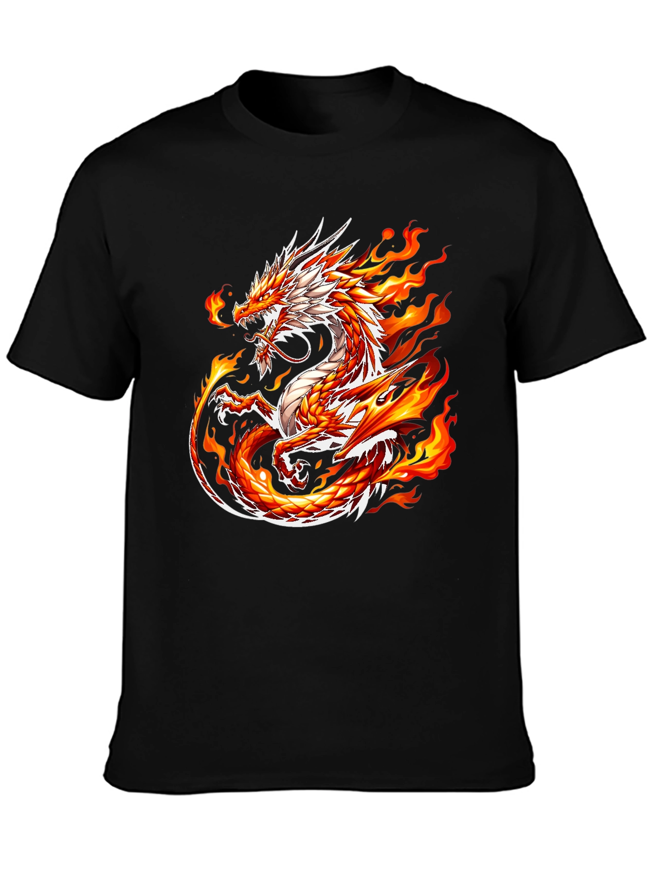 Black Fiery Dragon Graphic Tee - Men's Black T-Shirt view 3