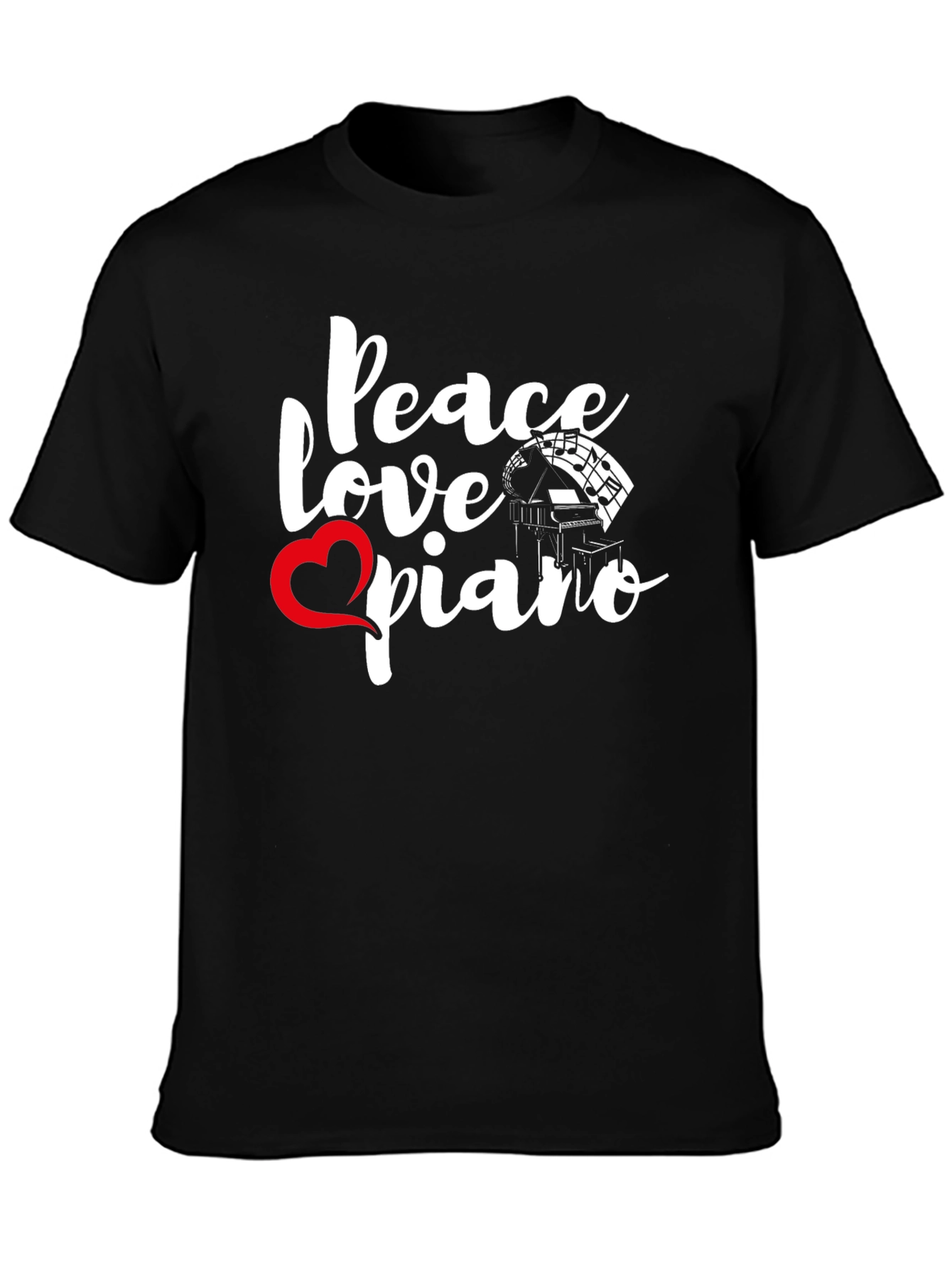 Black Peace Love Piano Graphic Tee view 3