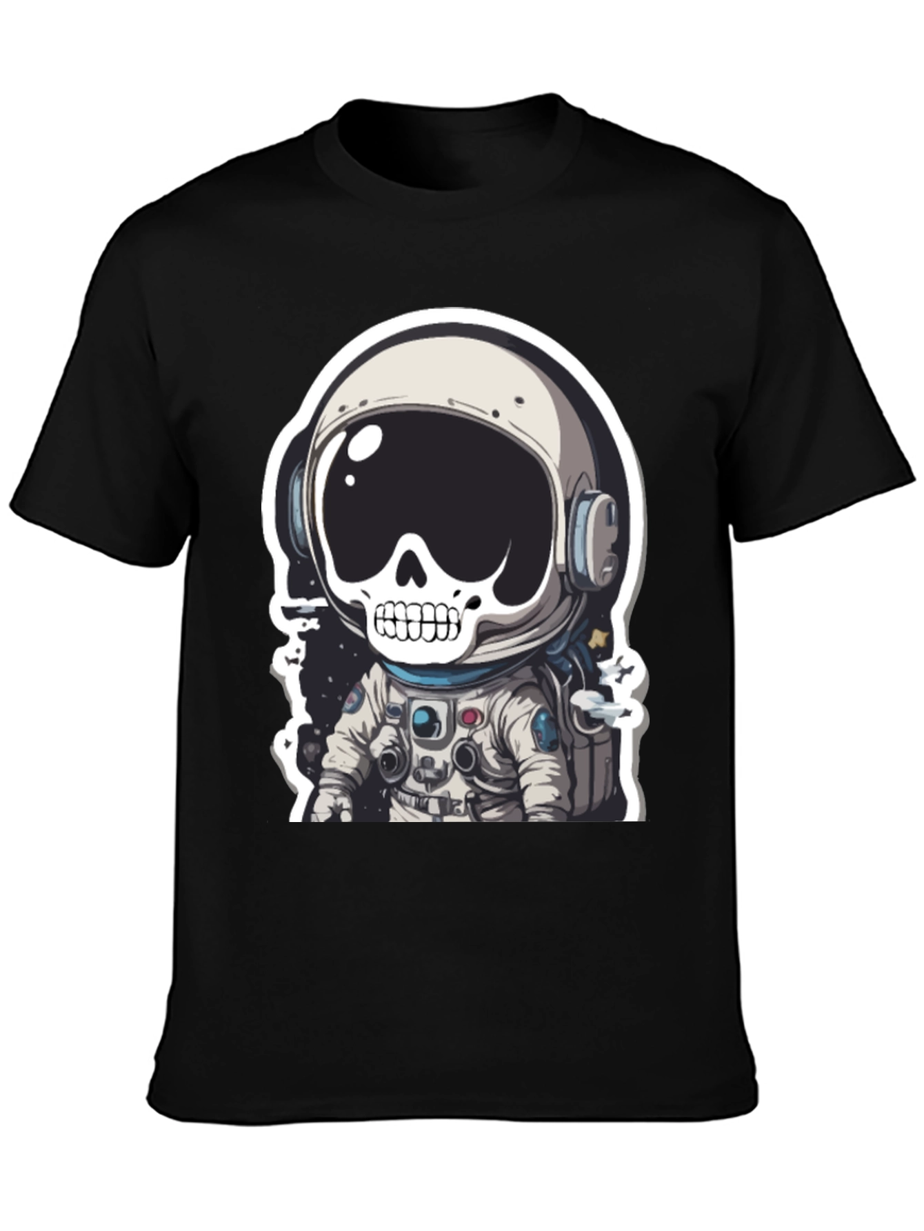 Black Skull Astronaut Graphic Tee - Men's Black T-Shirt view 3