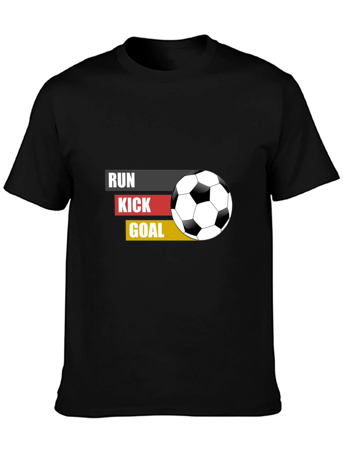 Black Run Kick Goal Soccer T-Shirt - Black view 3