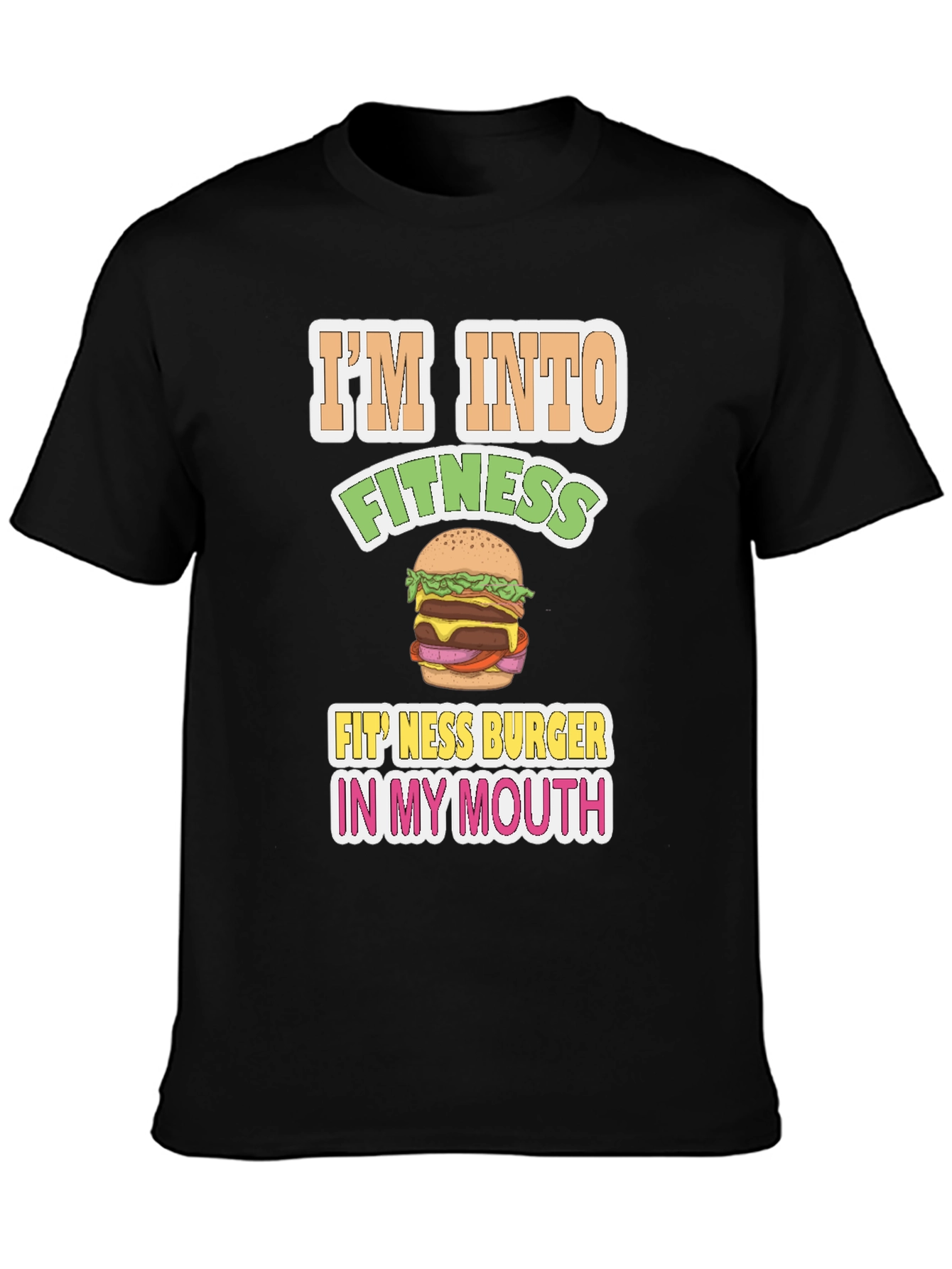 Black Funny Fitness Burger Graphic T-Shirt view 3