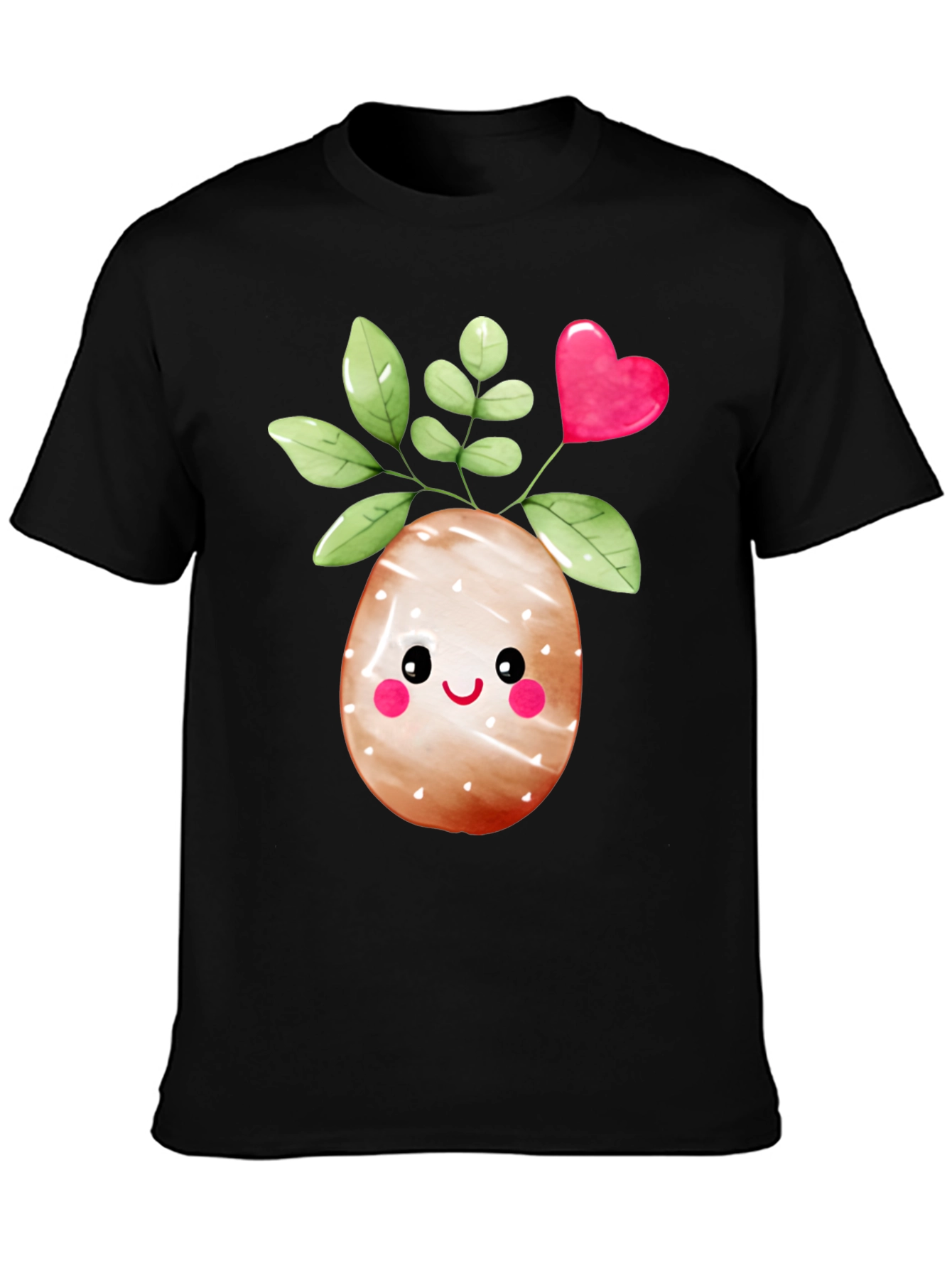 Black Cute Easter Egg Plant Graphic Tee view 3