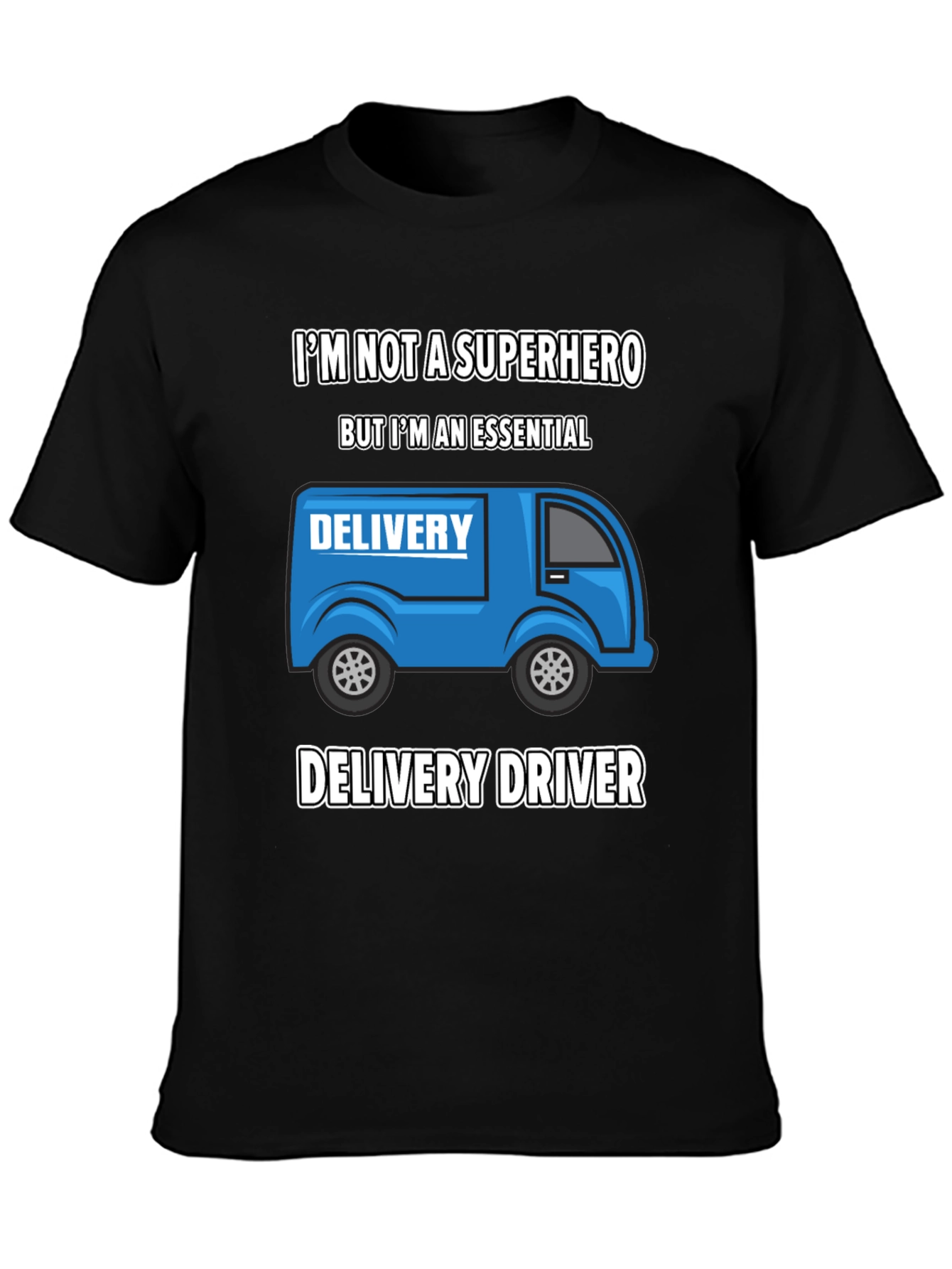 Black Essential Delivery Driver Graphic T-Shirt view 3