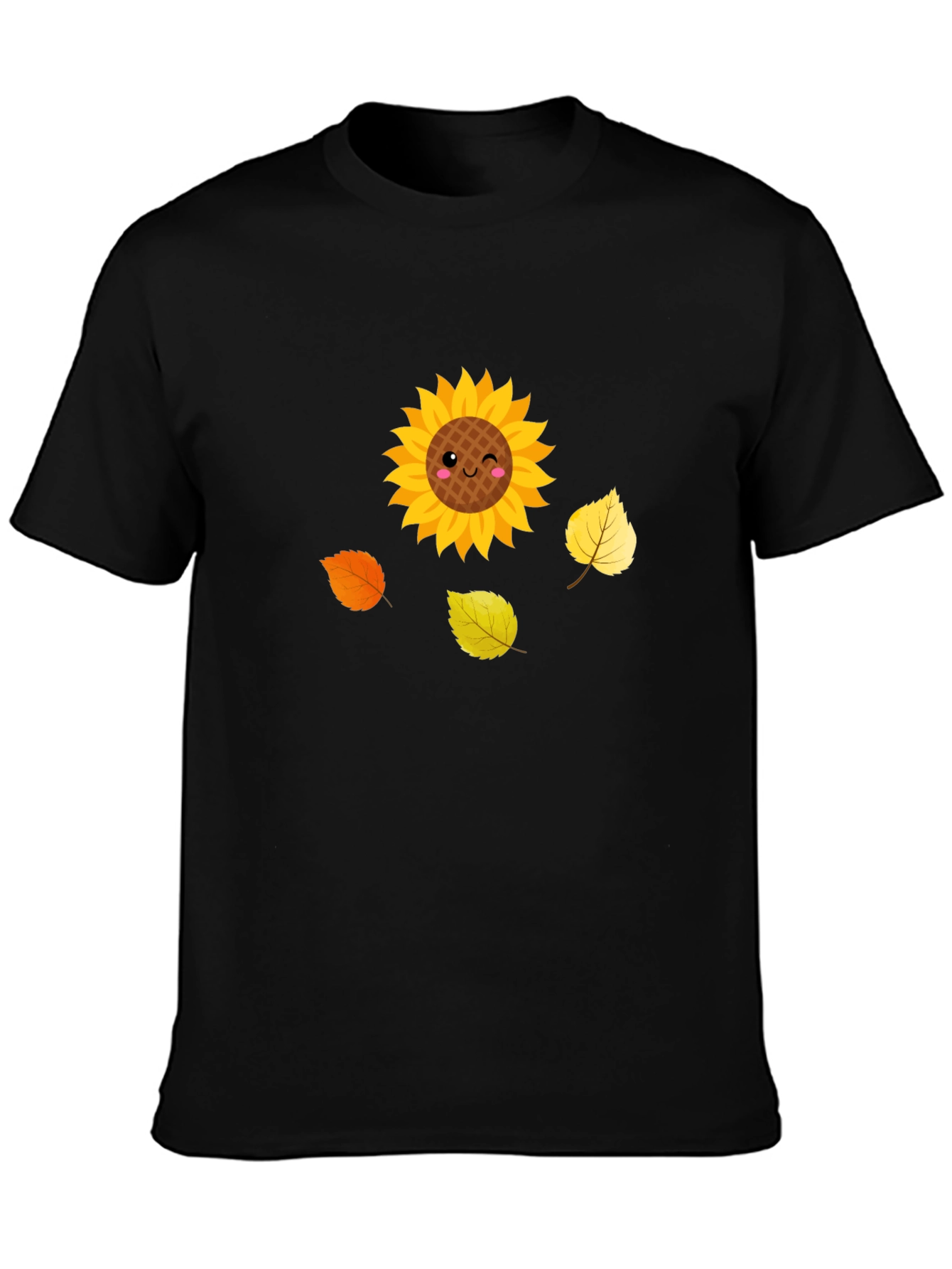 Black Cute Sunflower Graphic Tee - Black view 3