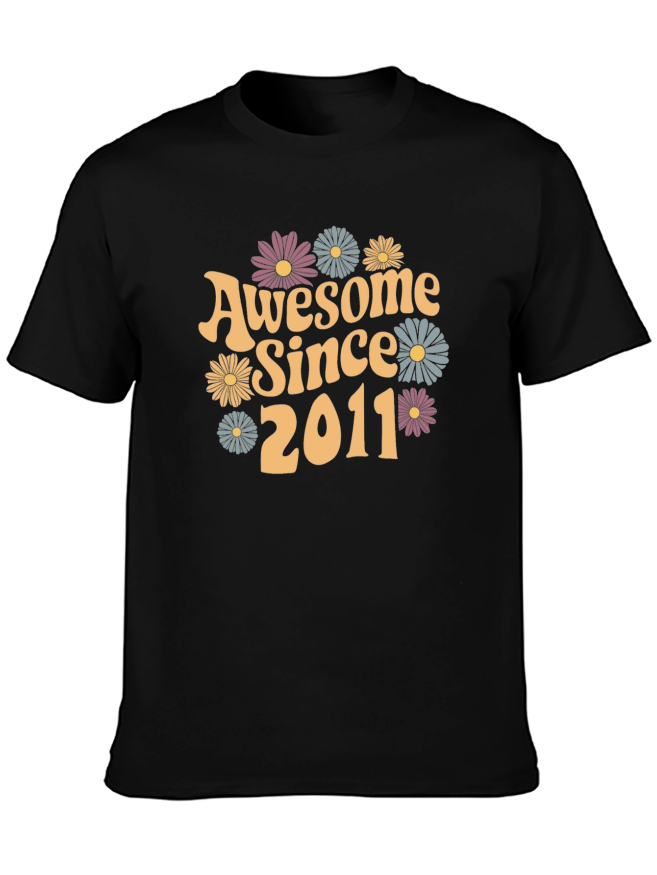 Black Awesome Since 2011 Floral T-Shirt view 3