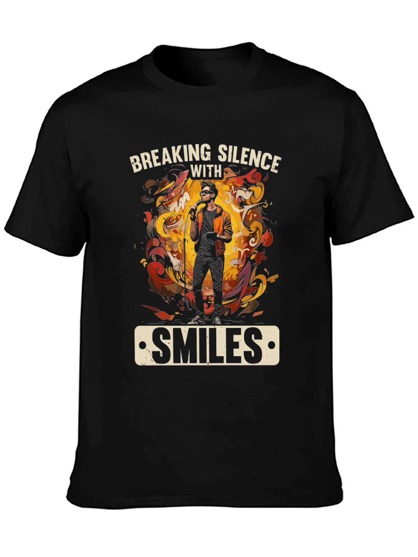 Black Breaking Silence With Smiles Graphic Tee view 3