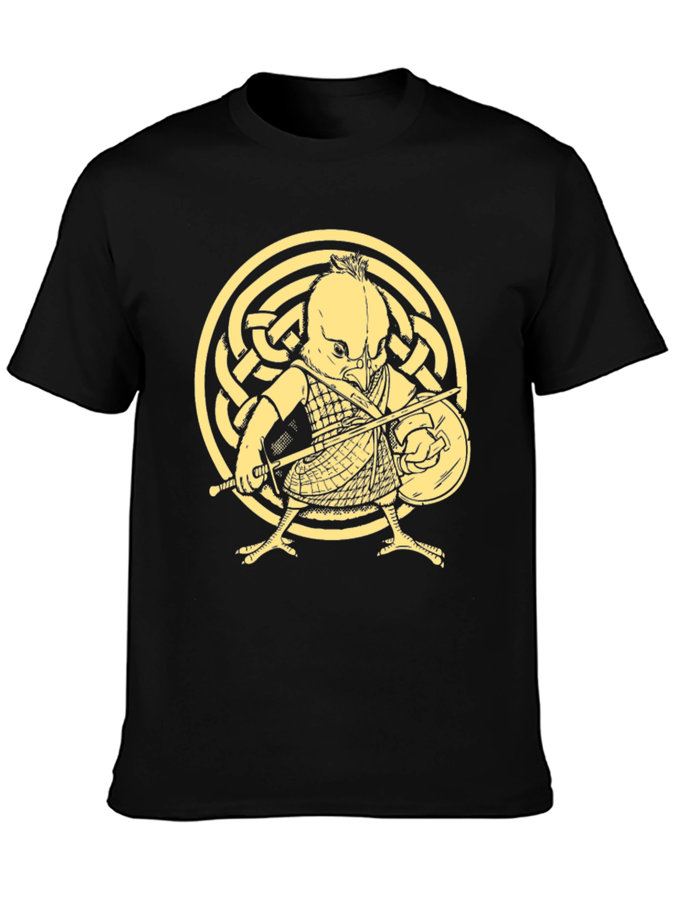 Black Black T-Shirt with Warrior Chicken Graphic view 3