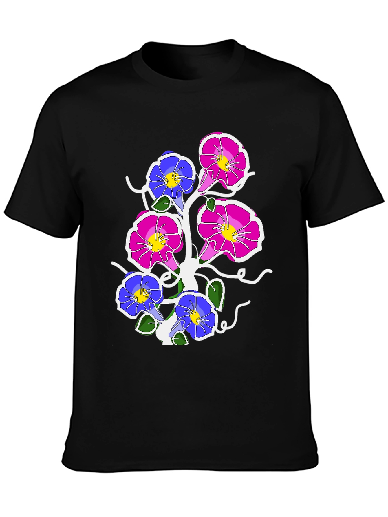 Black Floral Graphic Print Tee - Men's Black T-Shirt view 3