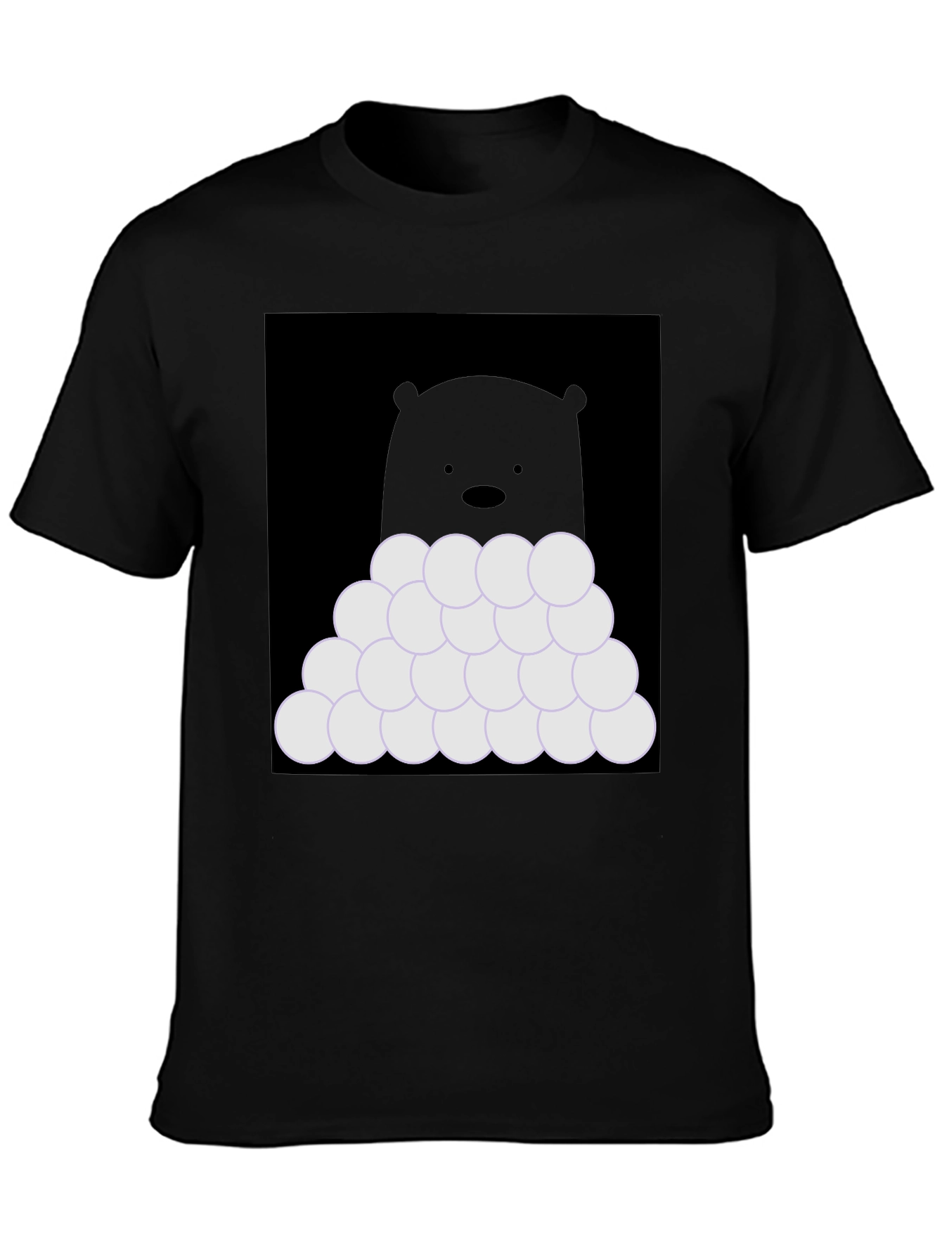 Black Bear with Snowballs T-Shirt - Soft Cotton Tee view 3