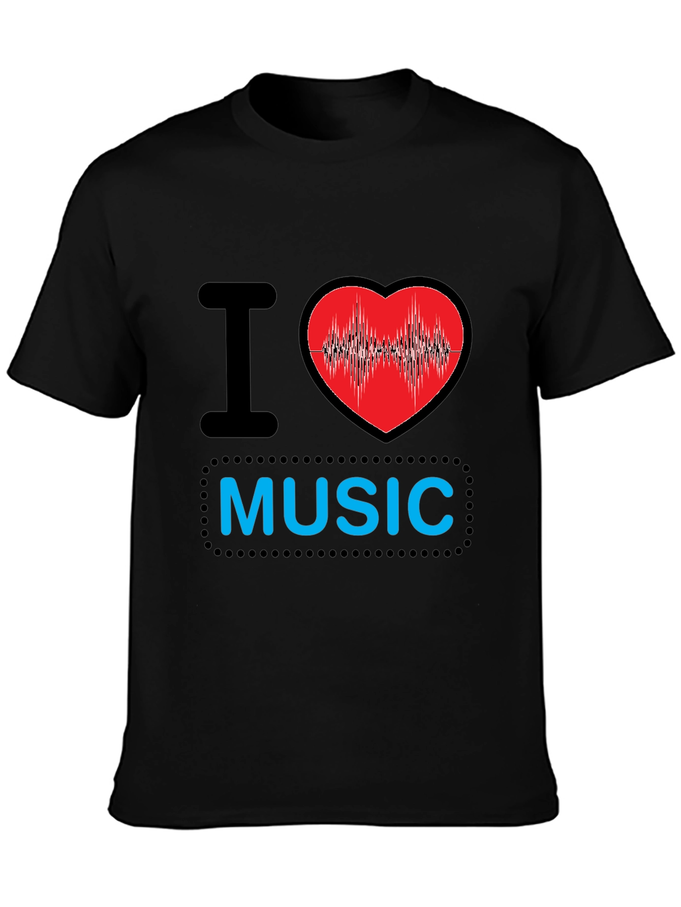 Black I Heart Music Black T-Shirt view 3