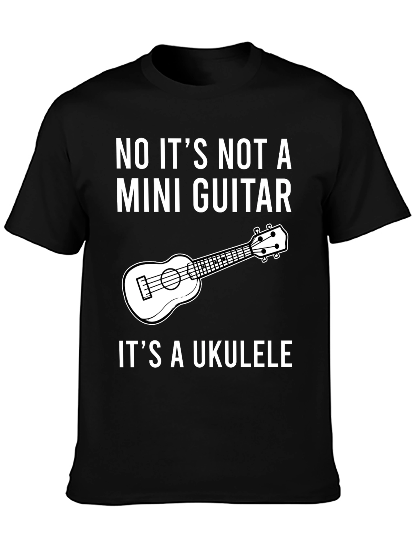 Black Ukulele Humor T-Shirt: Not a Mini Guitar! view 3