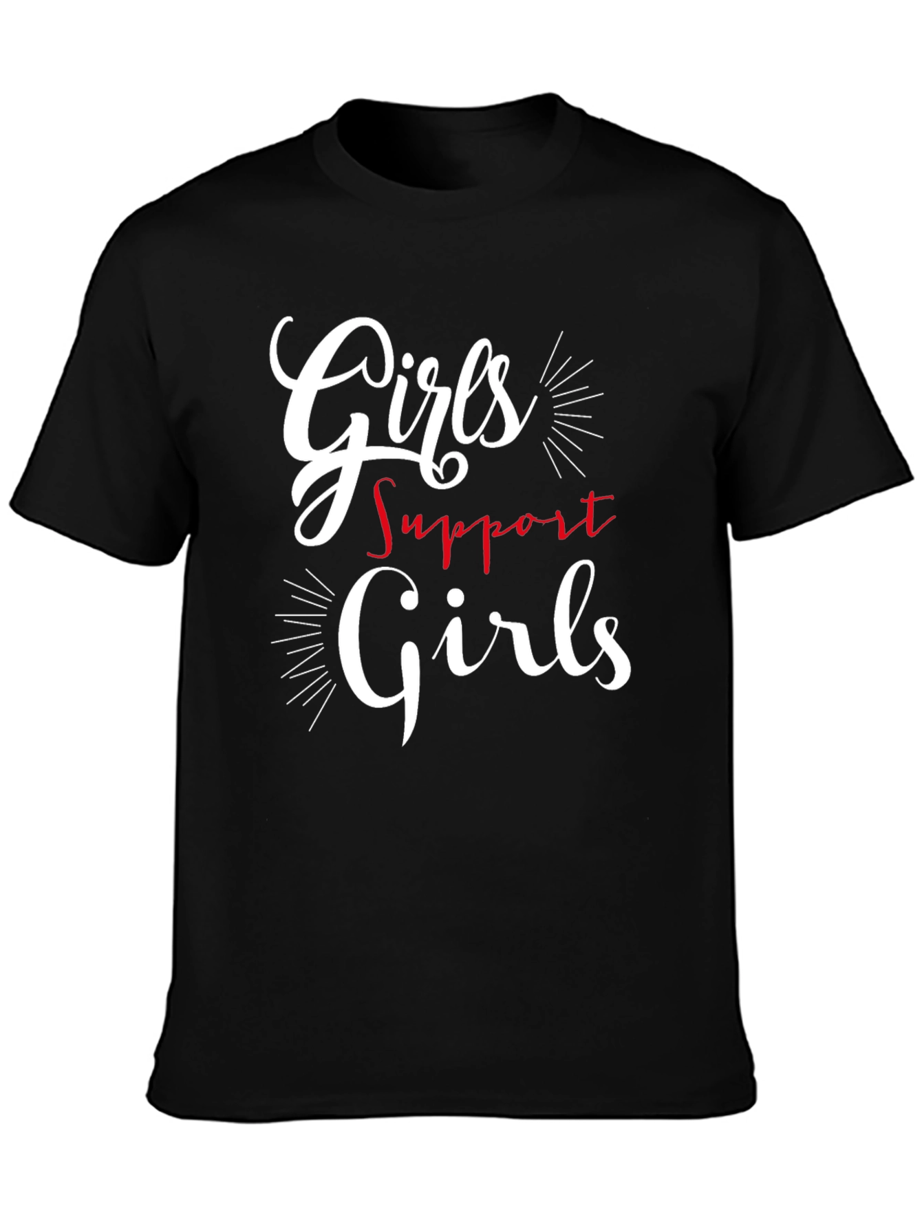 Black Girls Support Girls Graphic Tee - Black Cotton T-Shirt view 3