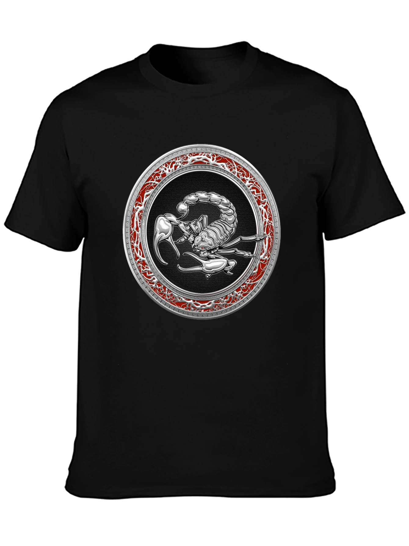 Black Scorpion Graphic Tee - Bold Silver Zodiac Design view 3