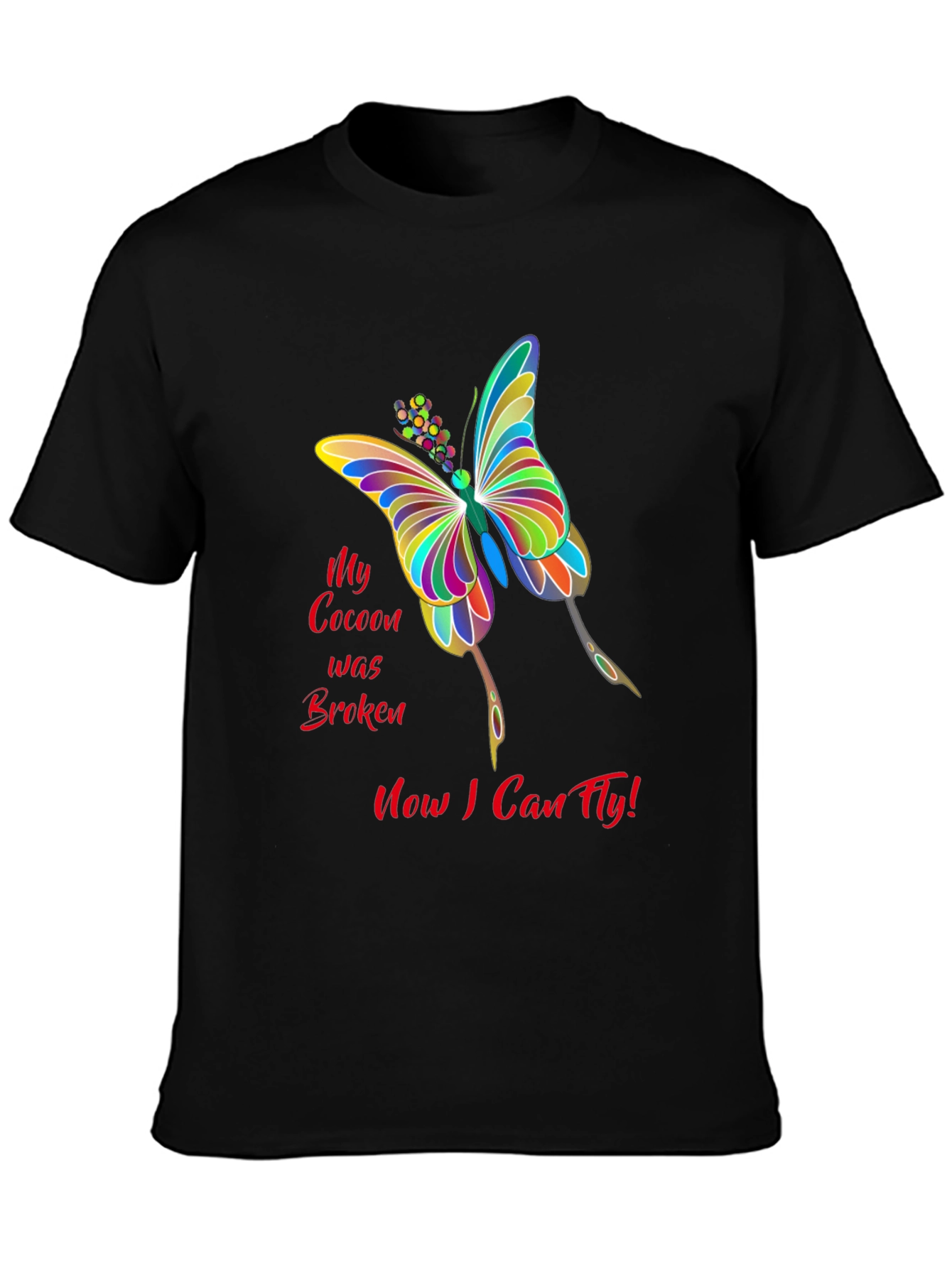 Black Butterfly Freedom Tee: "Now I Can Fly!" view 3