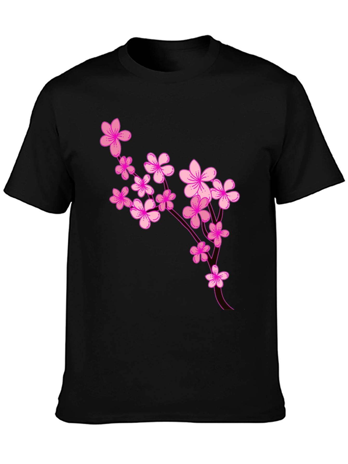 Black Floral Blossom Graphic Tee - Stylish Black T-Shirt view 3