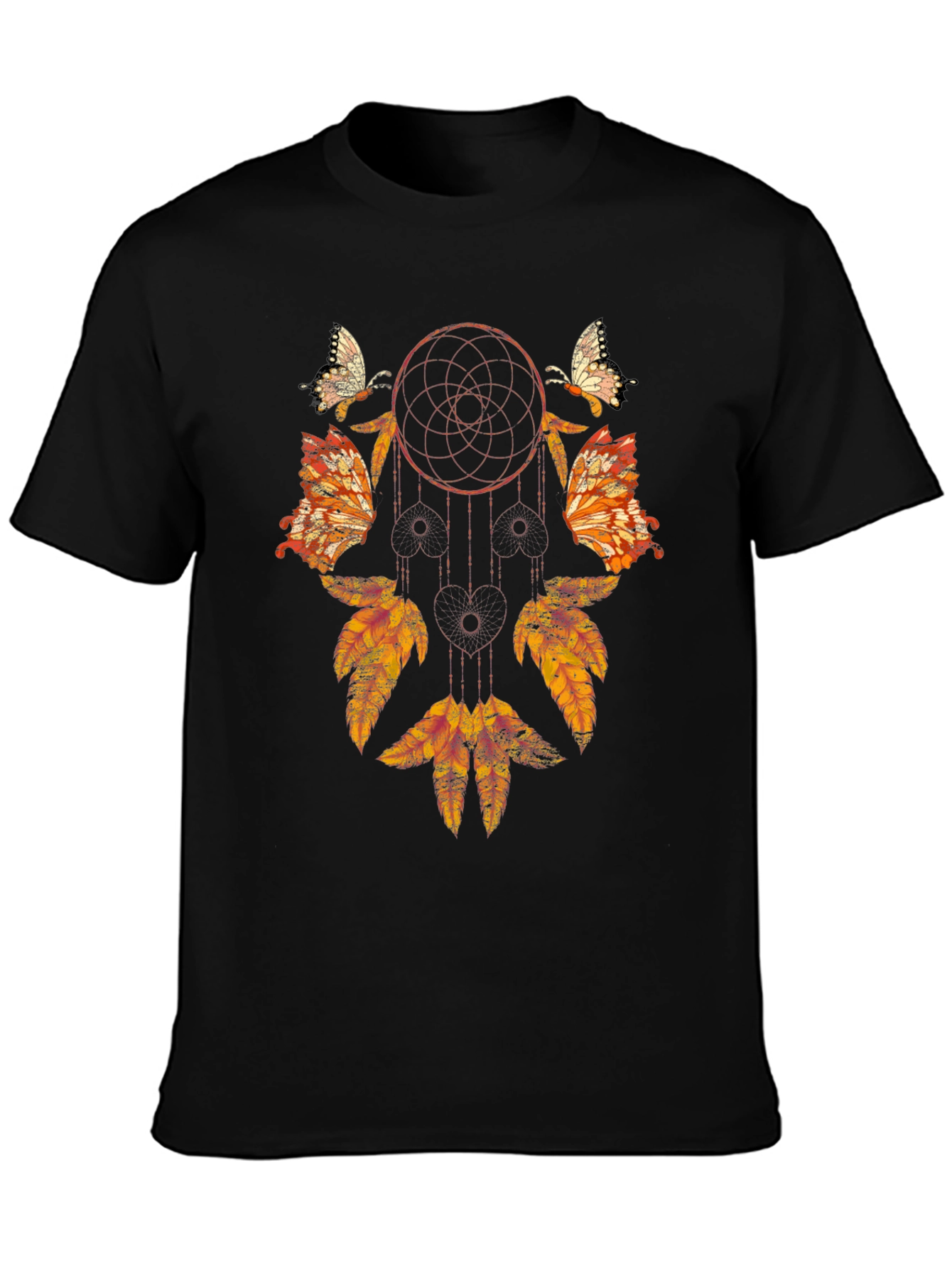 Black Dreamcatcher Butterfly Graphic Tee - Stylish Black Shirt view 3